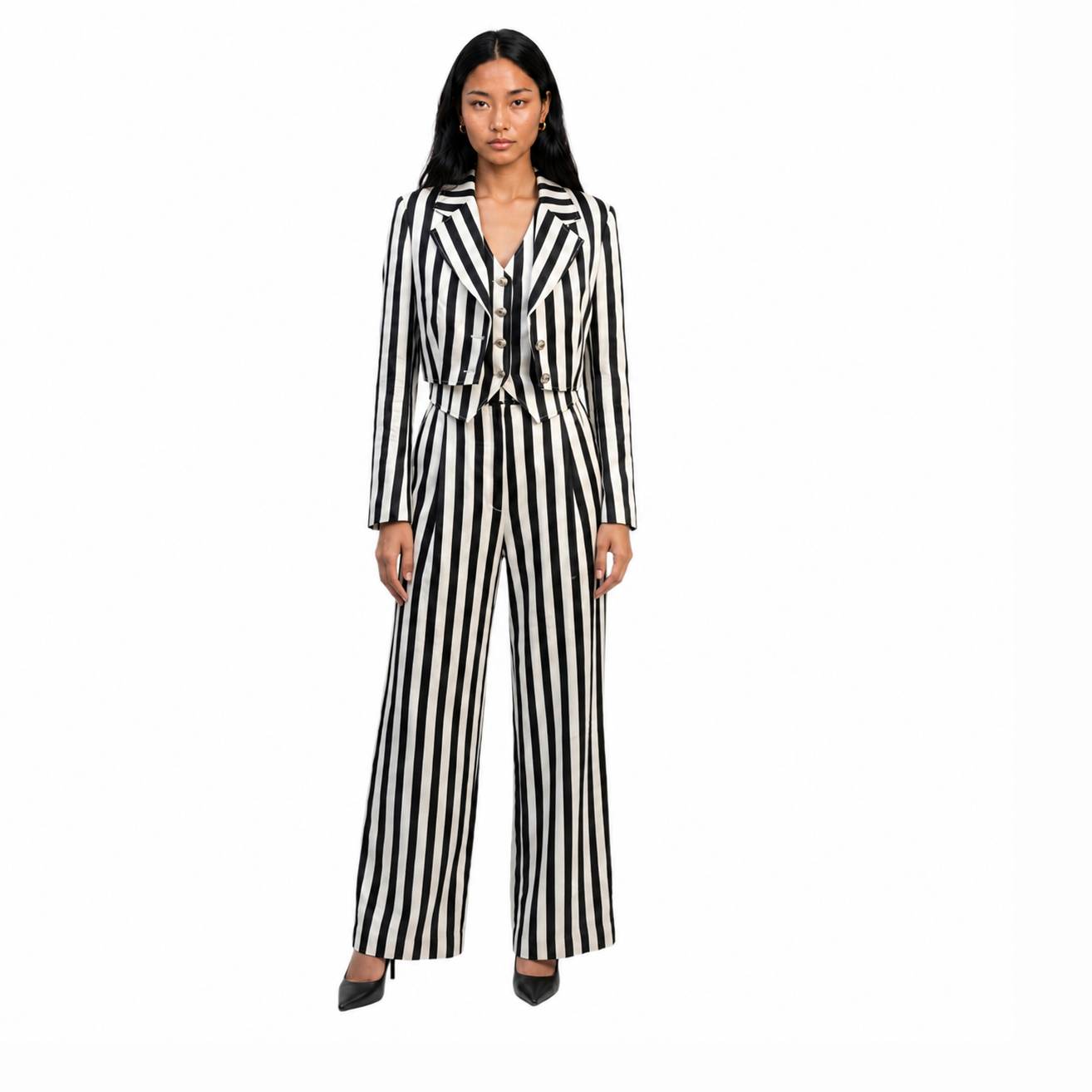 Black and White Stripes Three Piece Set