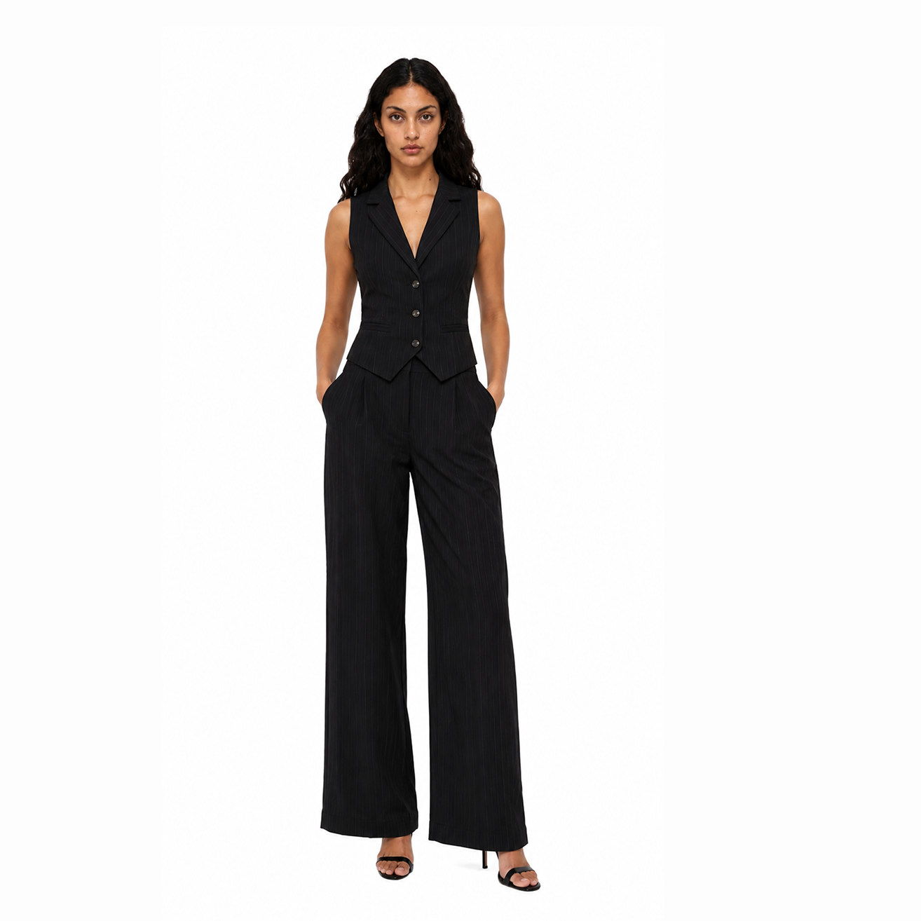 Black Stripes Vest and Pants
