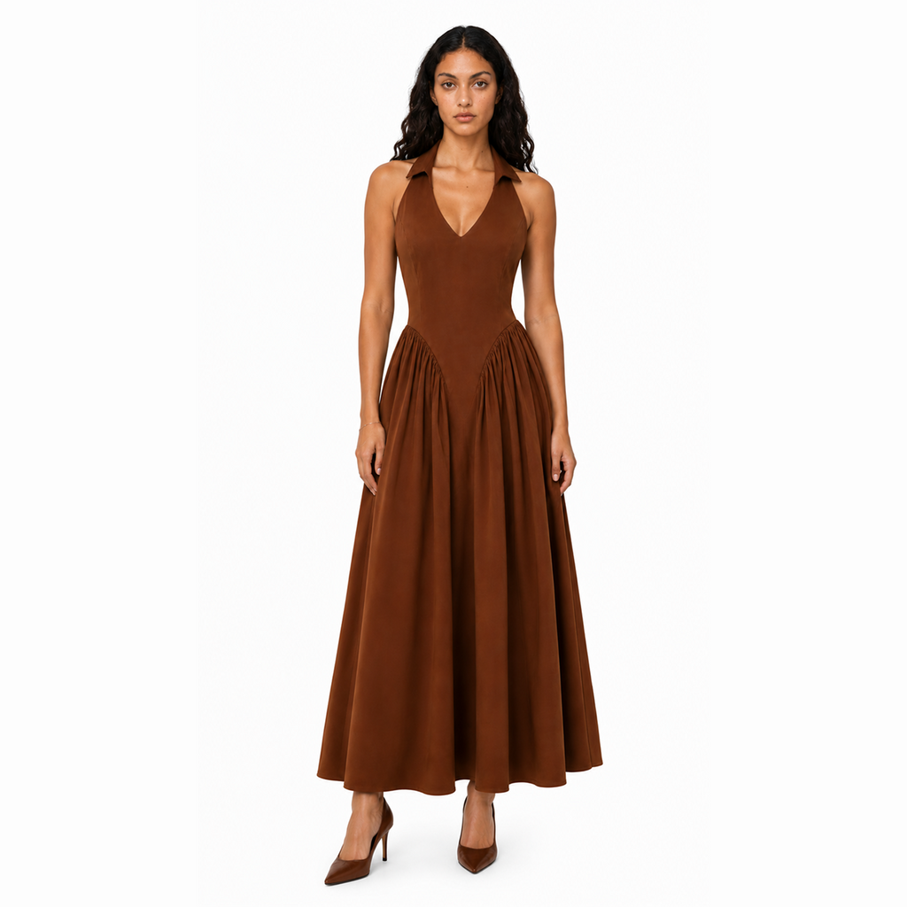 Espresso Halter Summer Dress