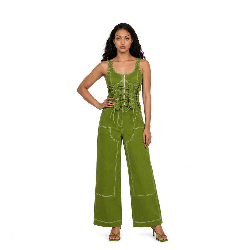 Olive Pullover Drawstring and Pants Set