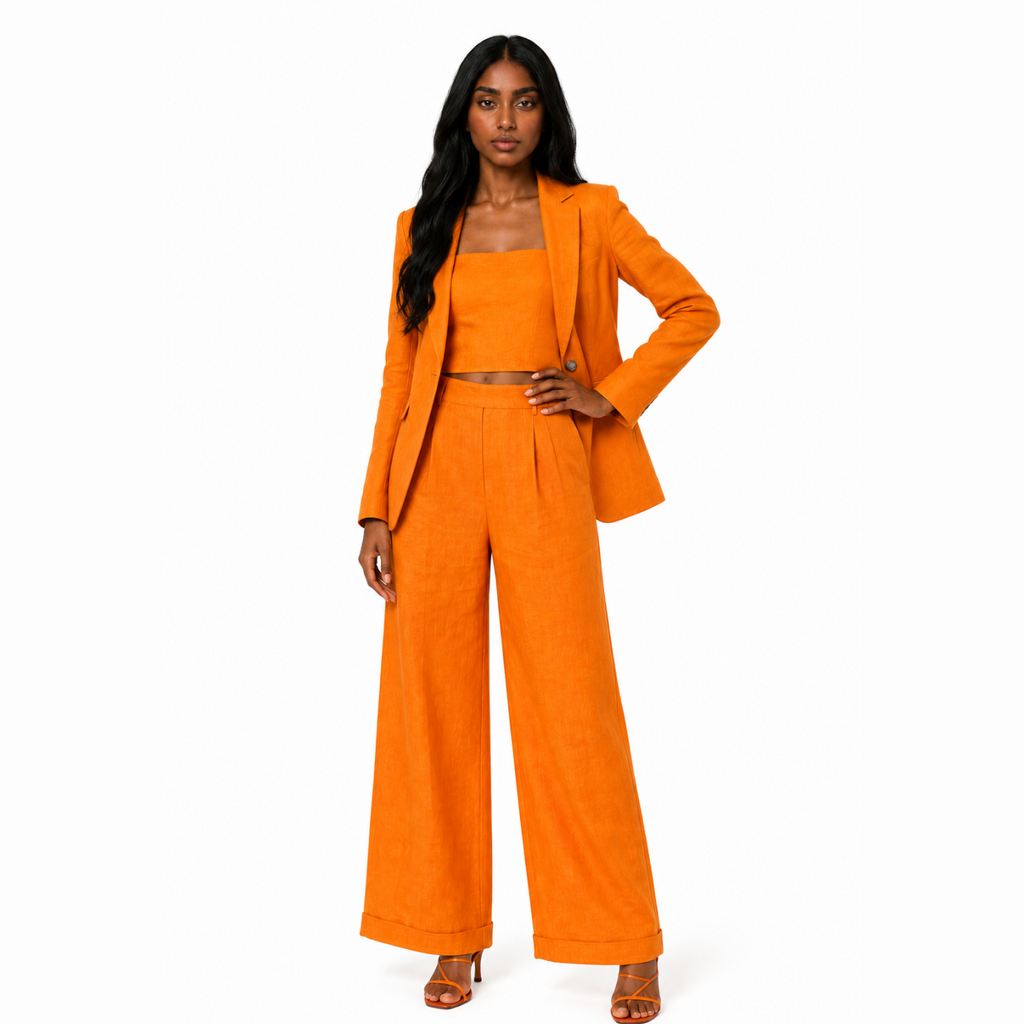 Orange Blazer and pants Set