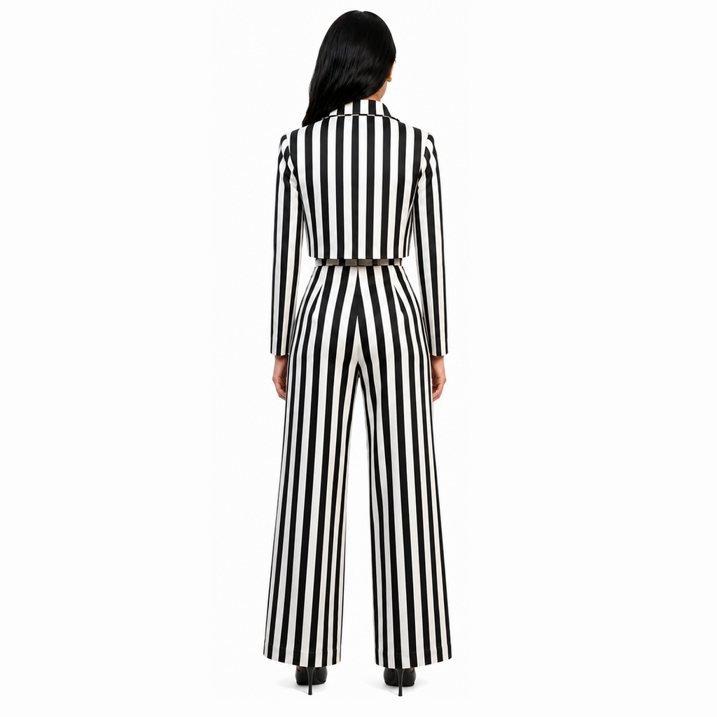 Black and White Stripes Three Piece Set