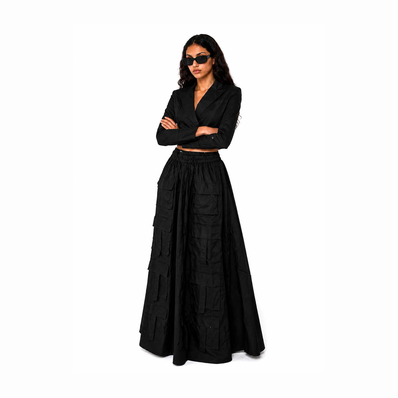 Black Blazer and Utility Skirt set