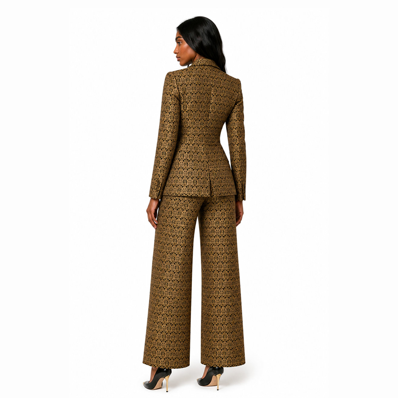 Brocade Golden Embossed Pants and Blazer Set