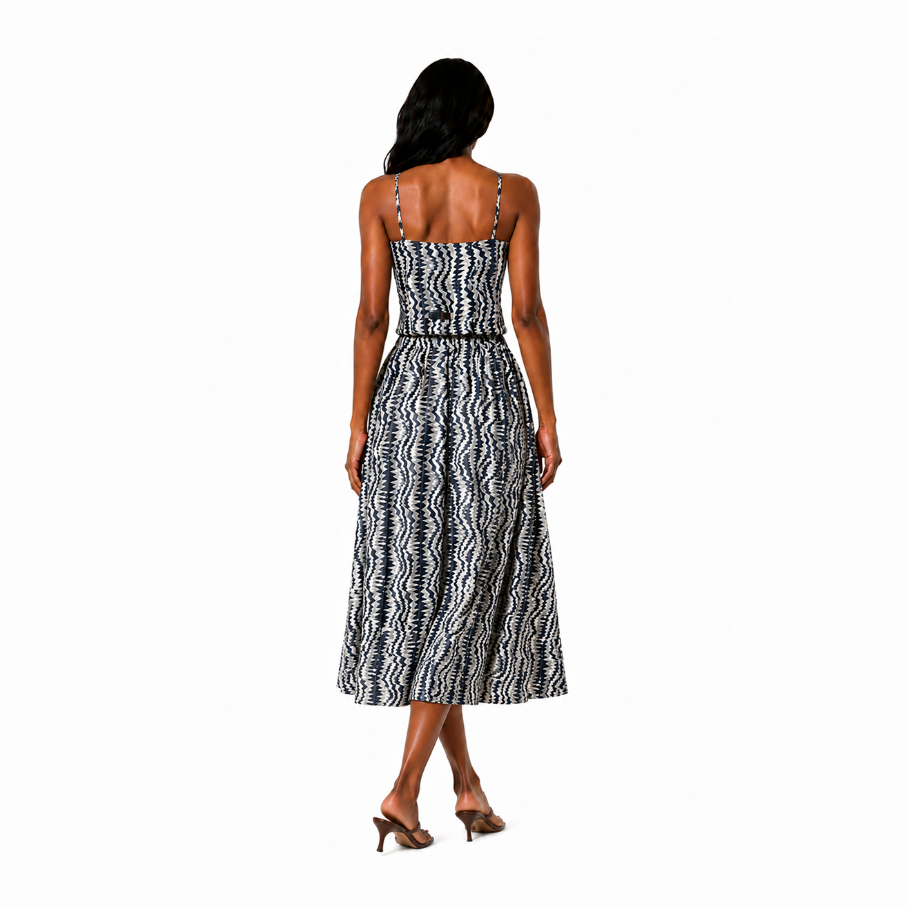 Denim Print Corset and Utility Skirt