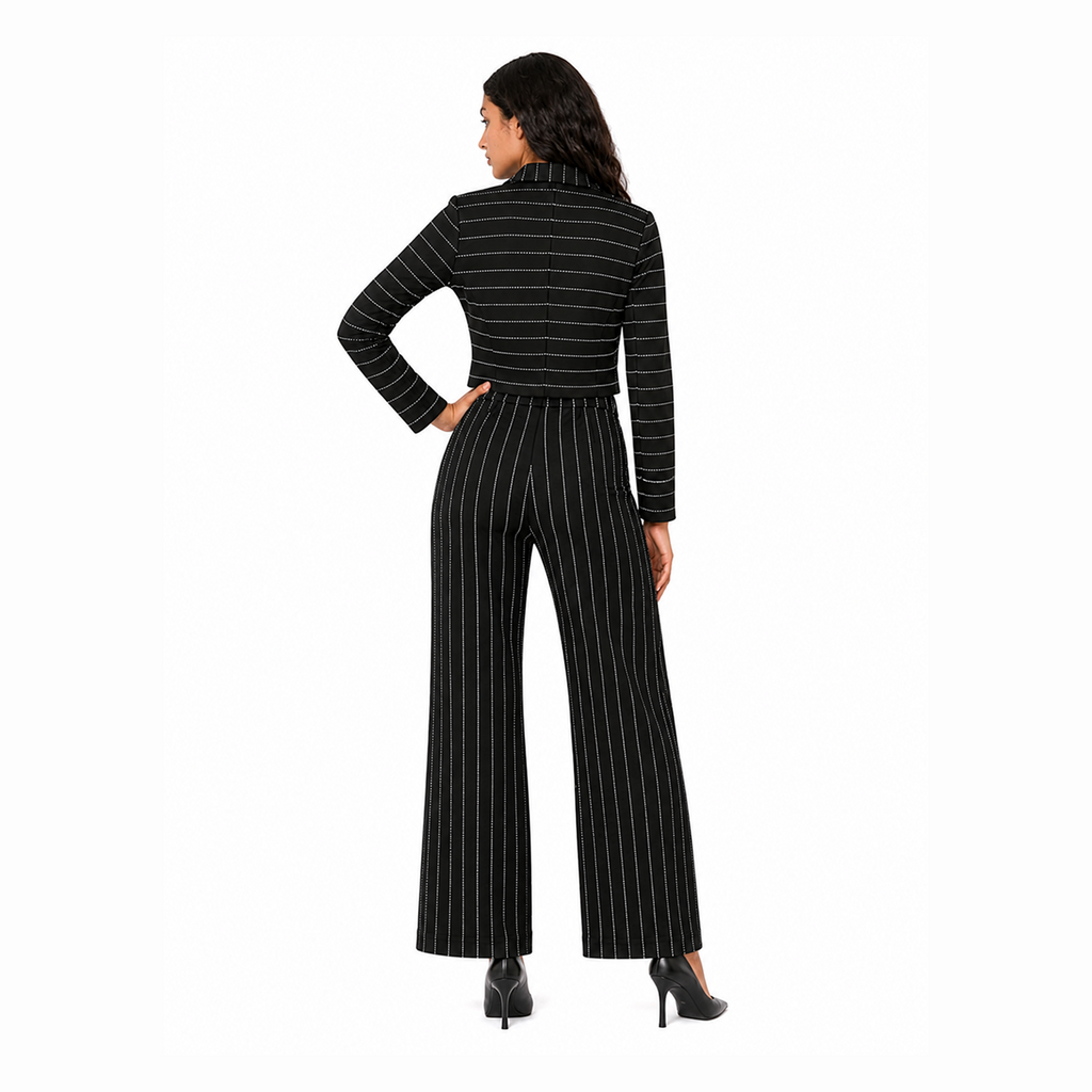 Rhinestones Stripe Shirt vest and Pants