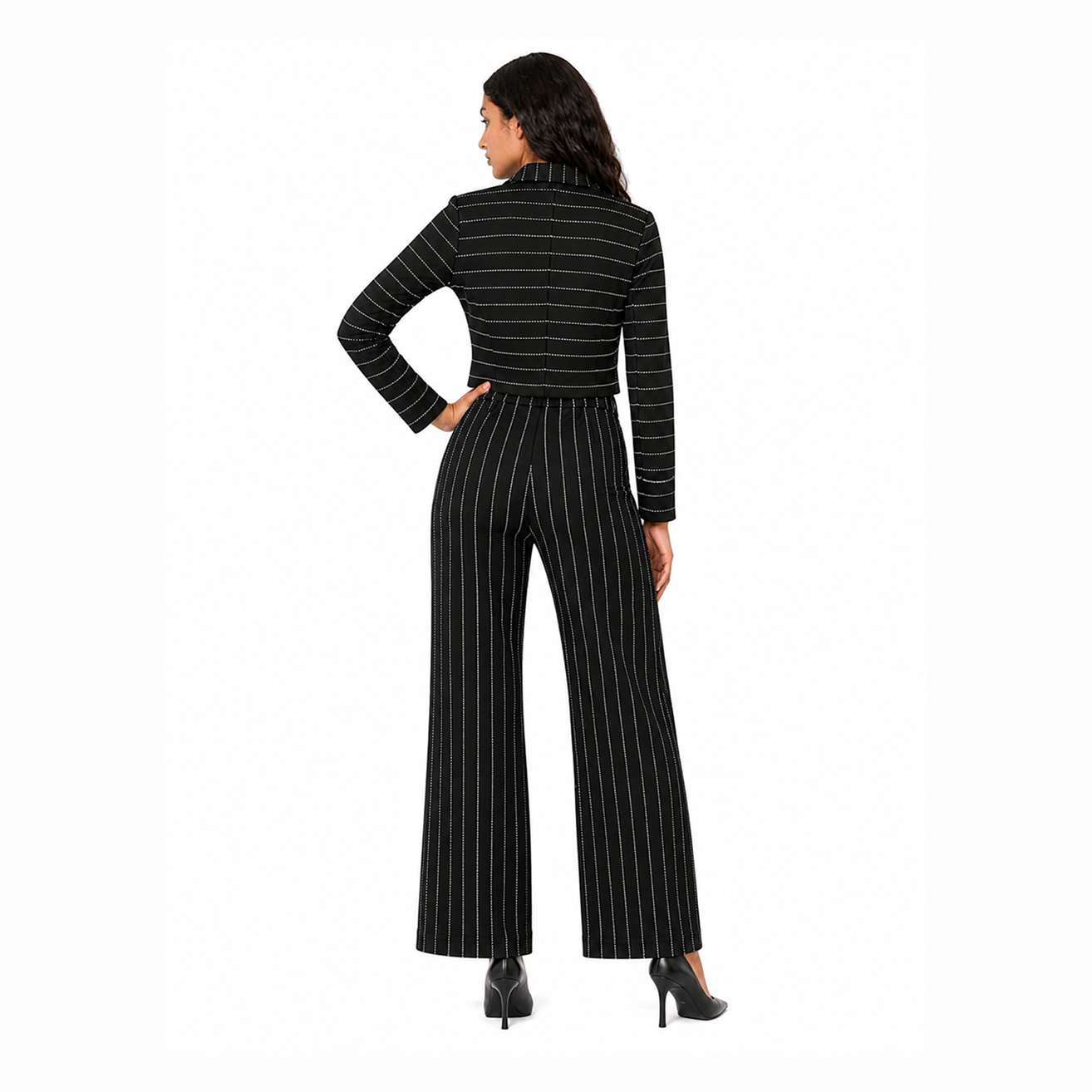 Rhinestones Stripe Shirt vest and Pants