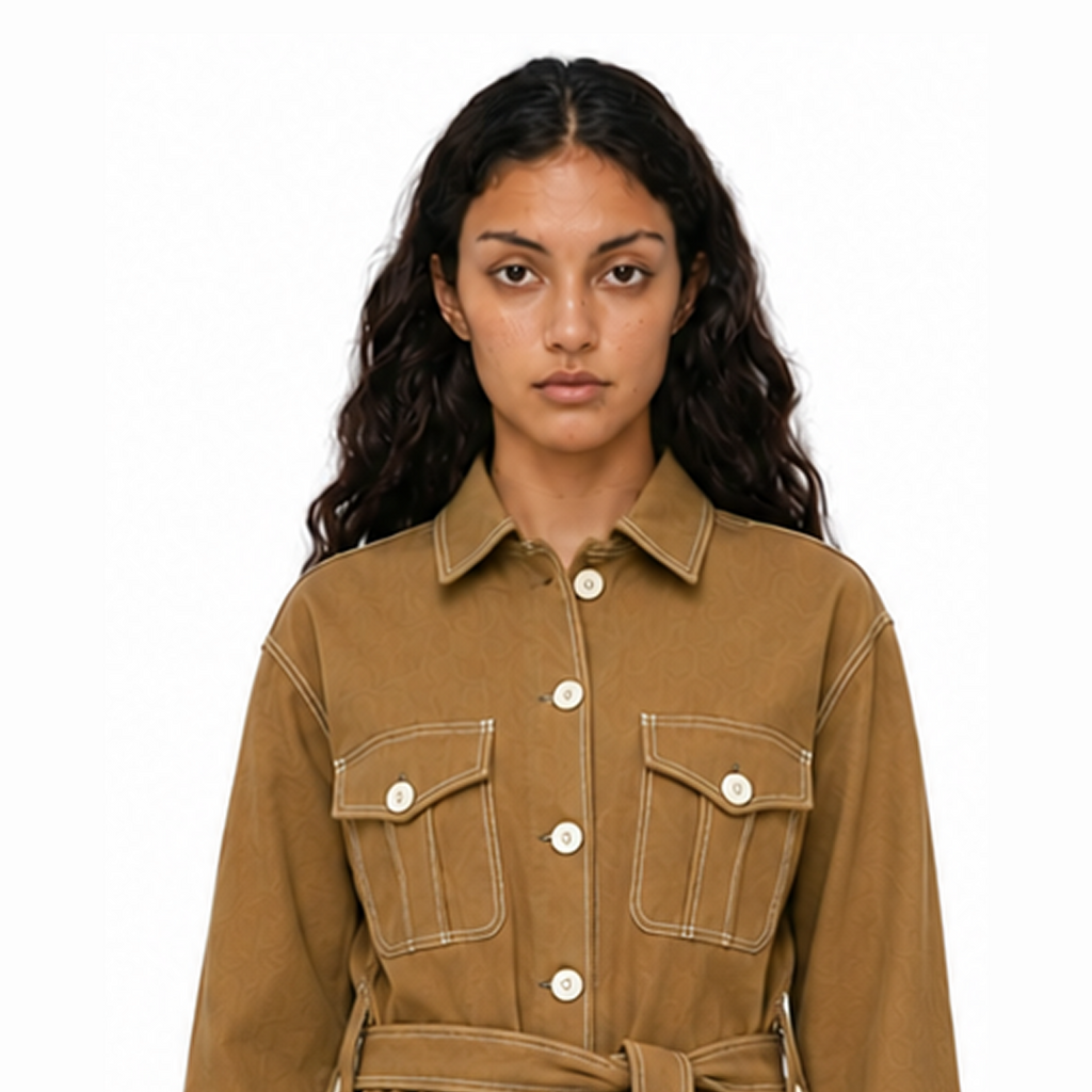 Brown Coat and Shorts Set