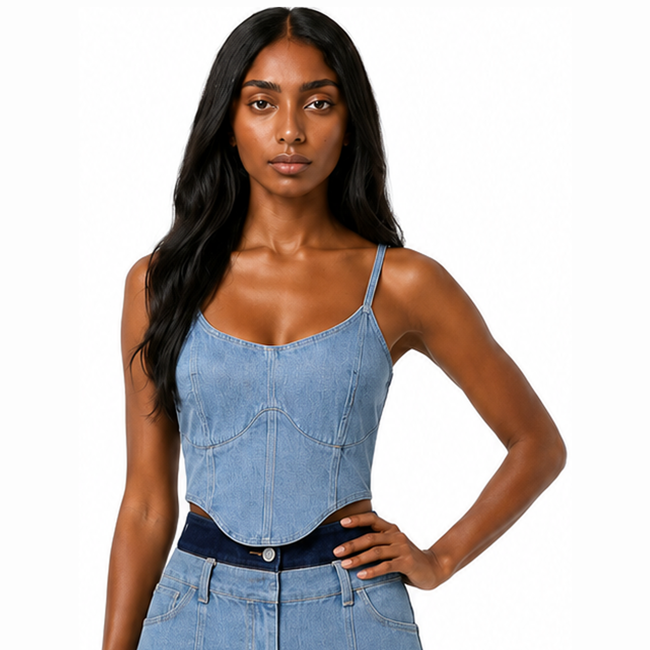 Denim Utility Skirt and Corset