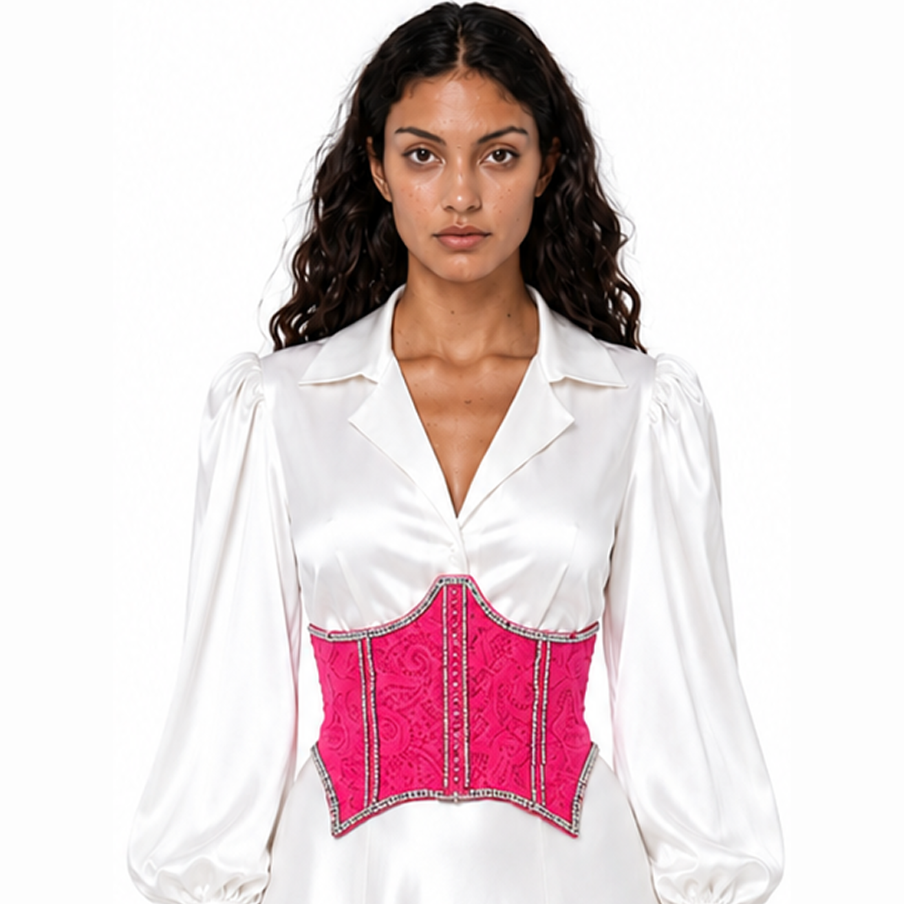 Neon pink Swarovski Corset belt