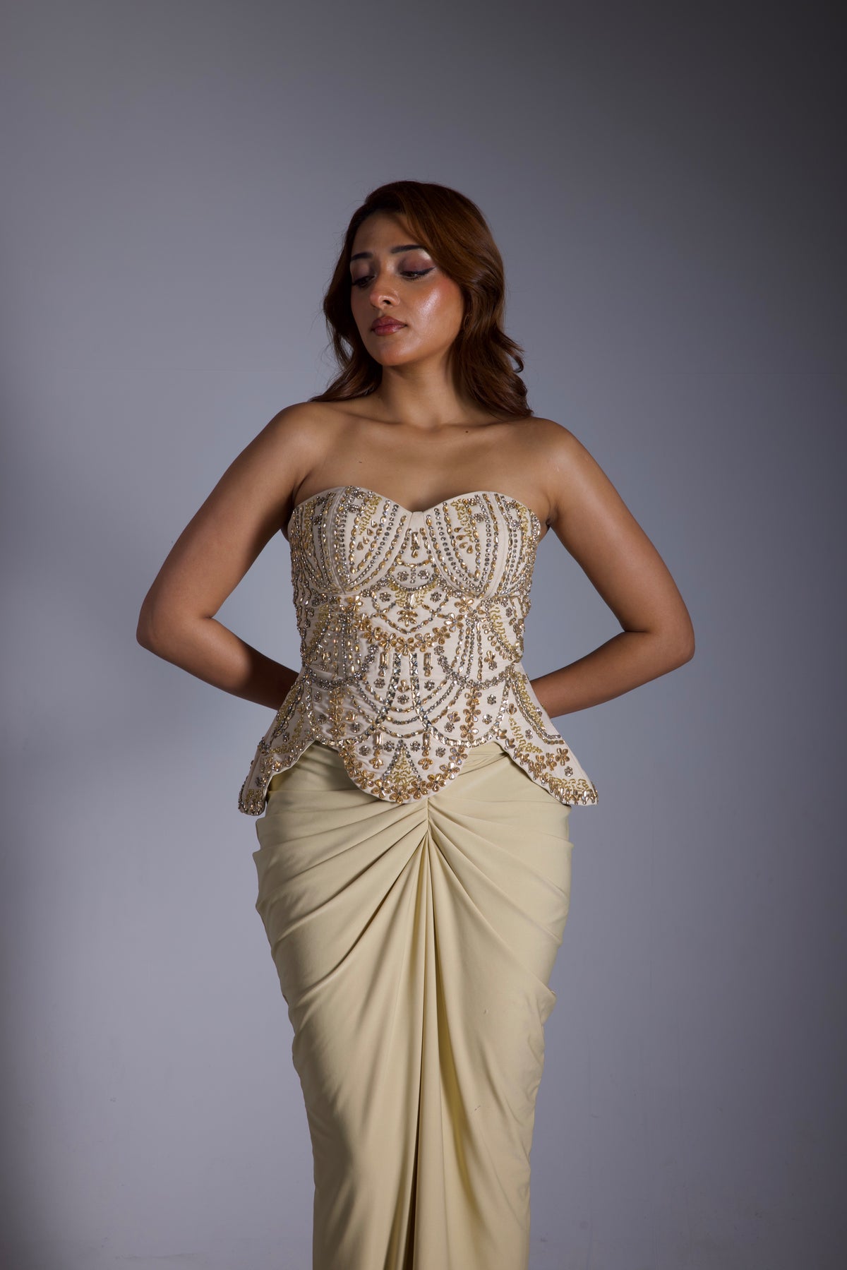 Swarovski Beige Embroidered Corset