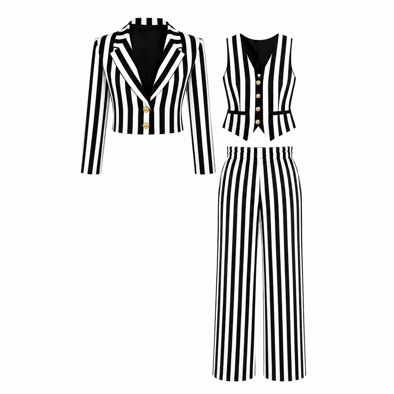 Black and White Stripes Three Piece Set