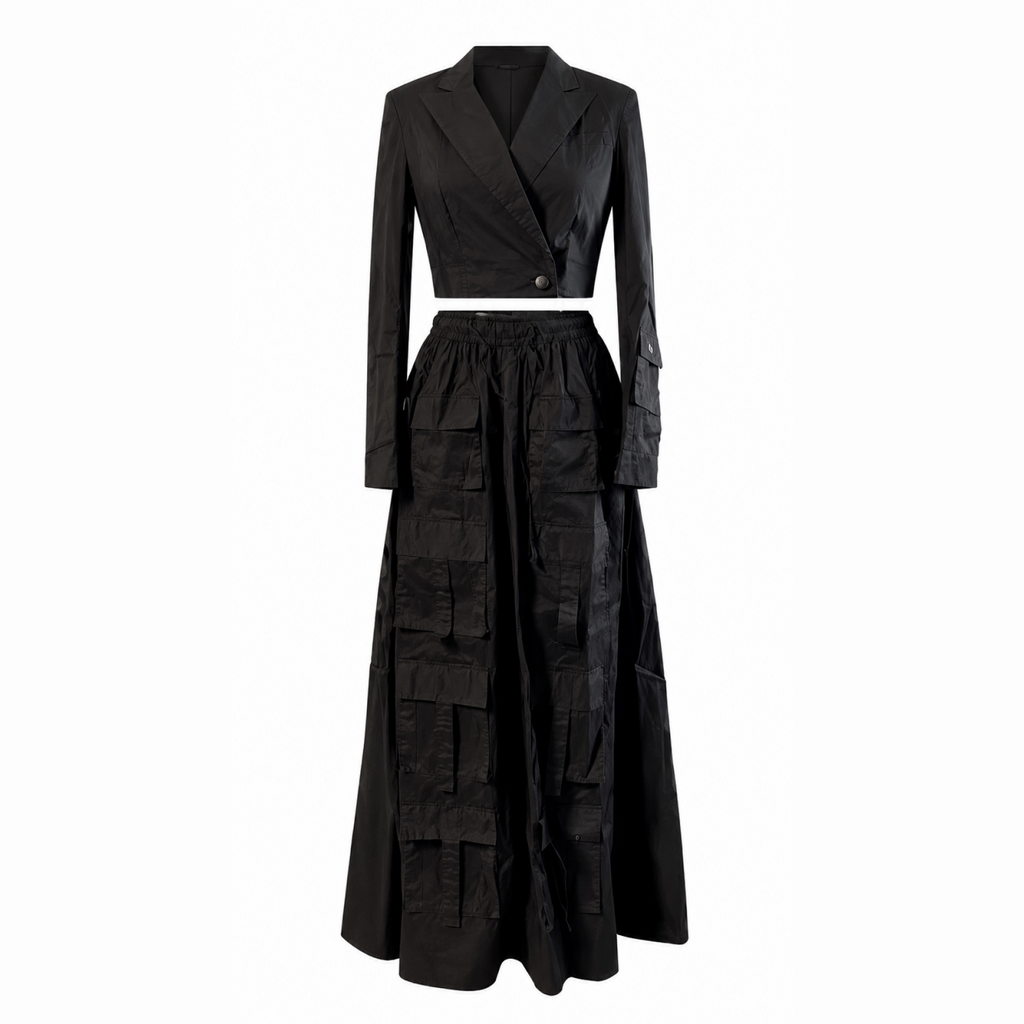 Black Blazer and Utility Skirt set