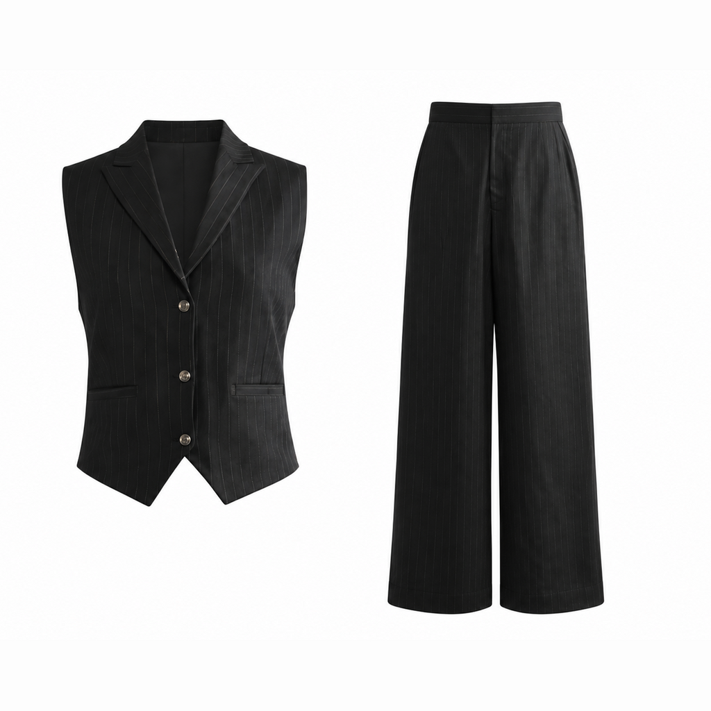 Black Stripes Vest and Pants
