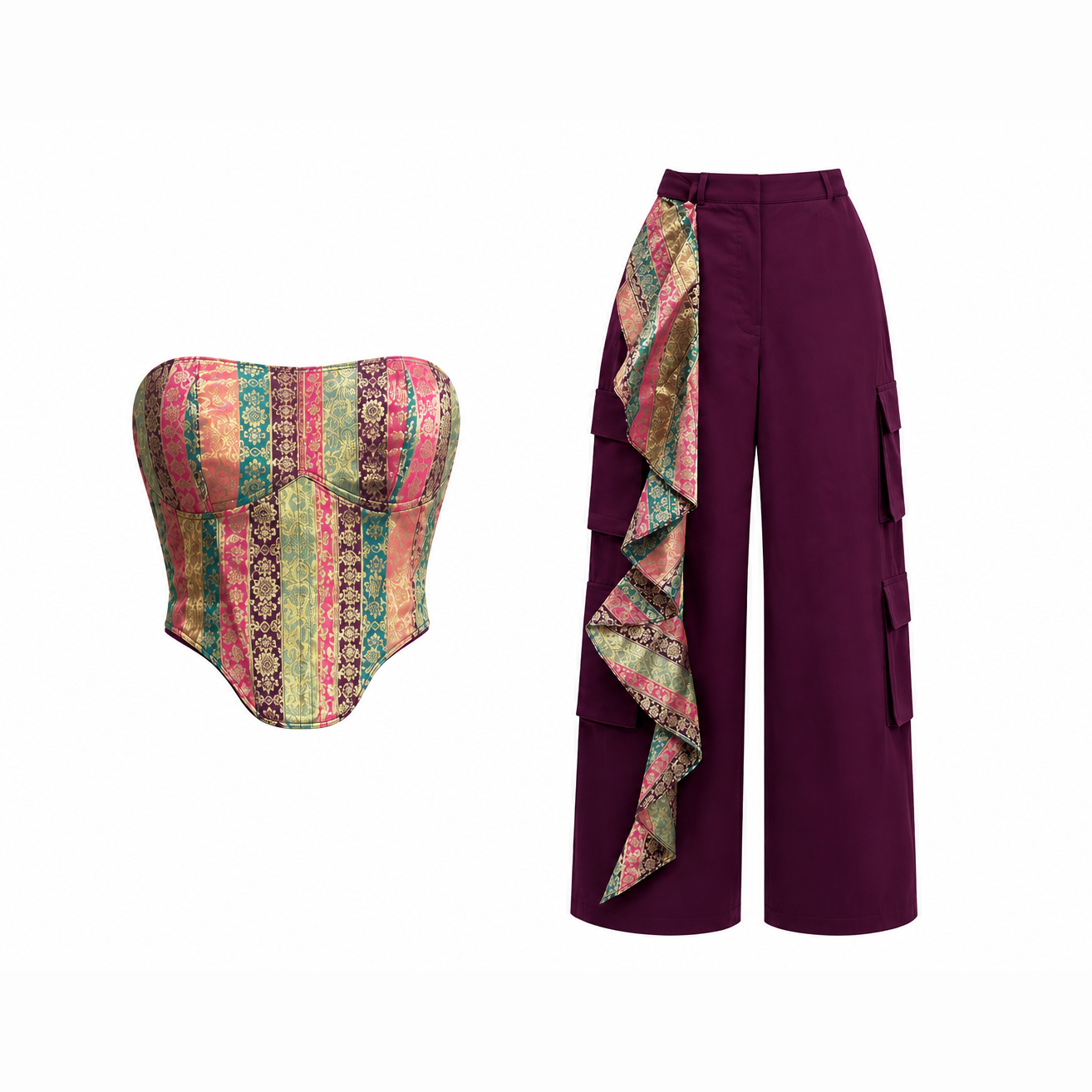 Brocade Corset and Frill pants