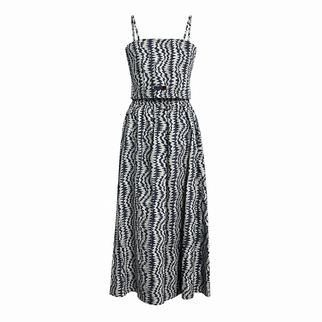 Denim Print Corset and Utility Skirt