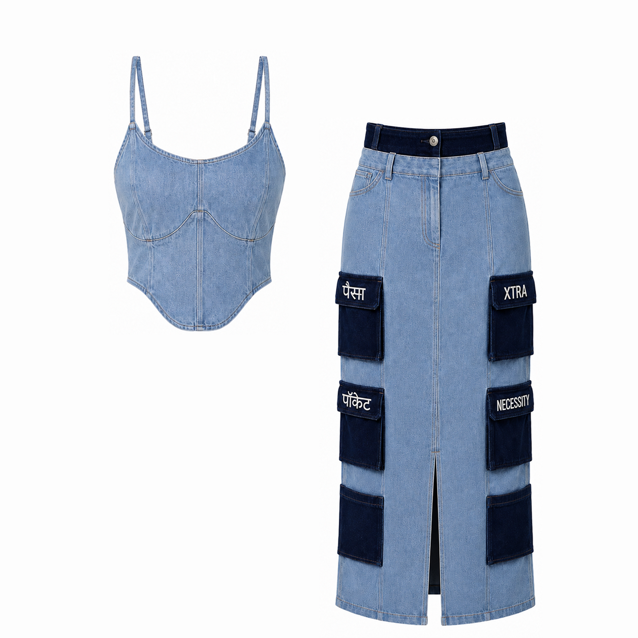 Denim Utility Skirt and Corset