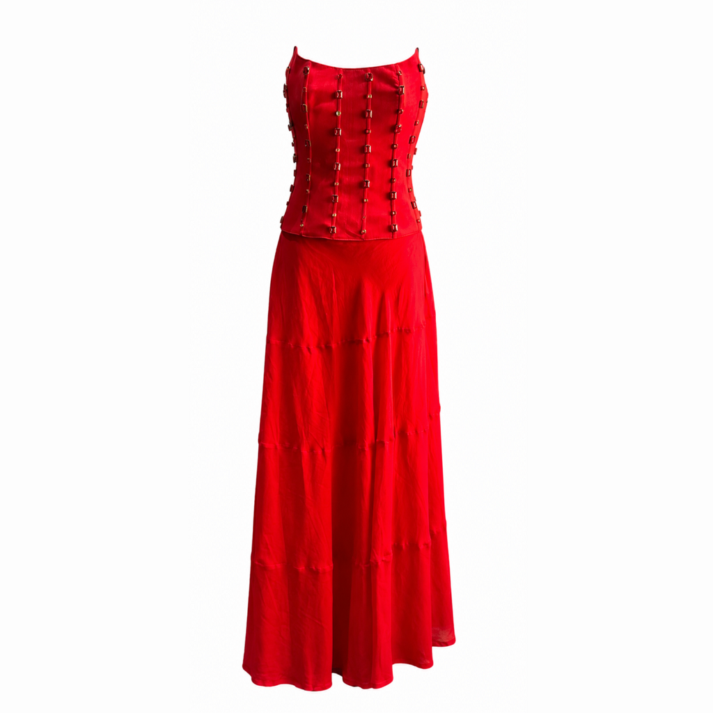 Mirchi Rhinestone Corset with Mirchi Skirt