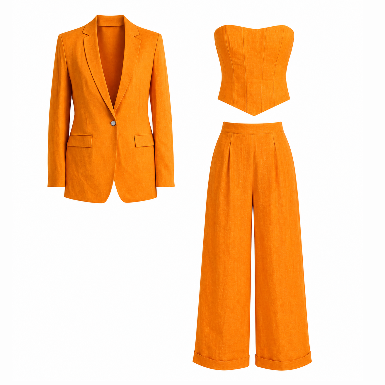 Orange Blazer and pants Set