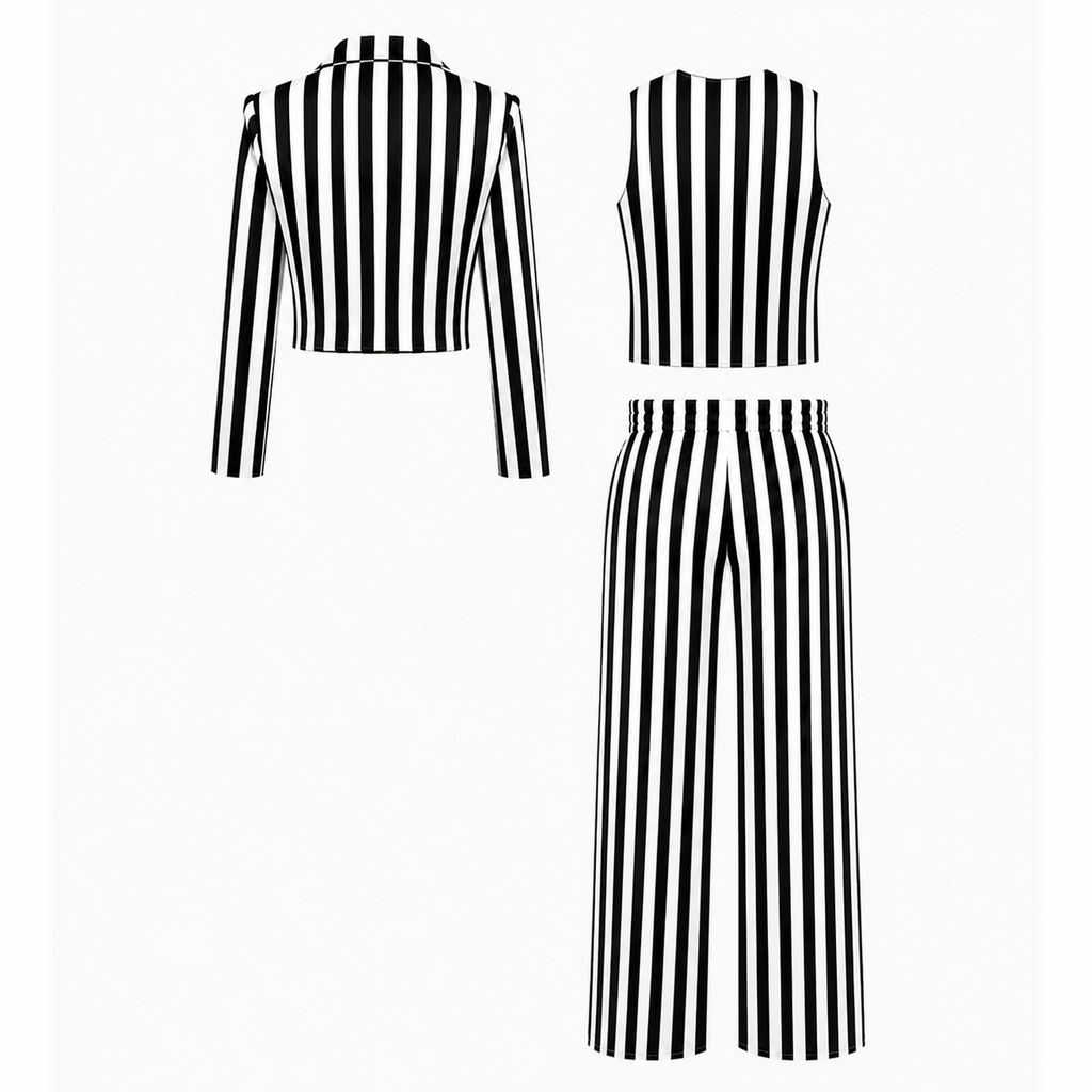 Black and White Stripes Three Piece Set