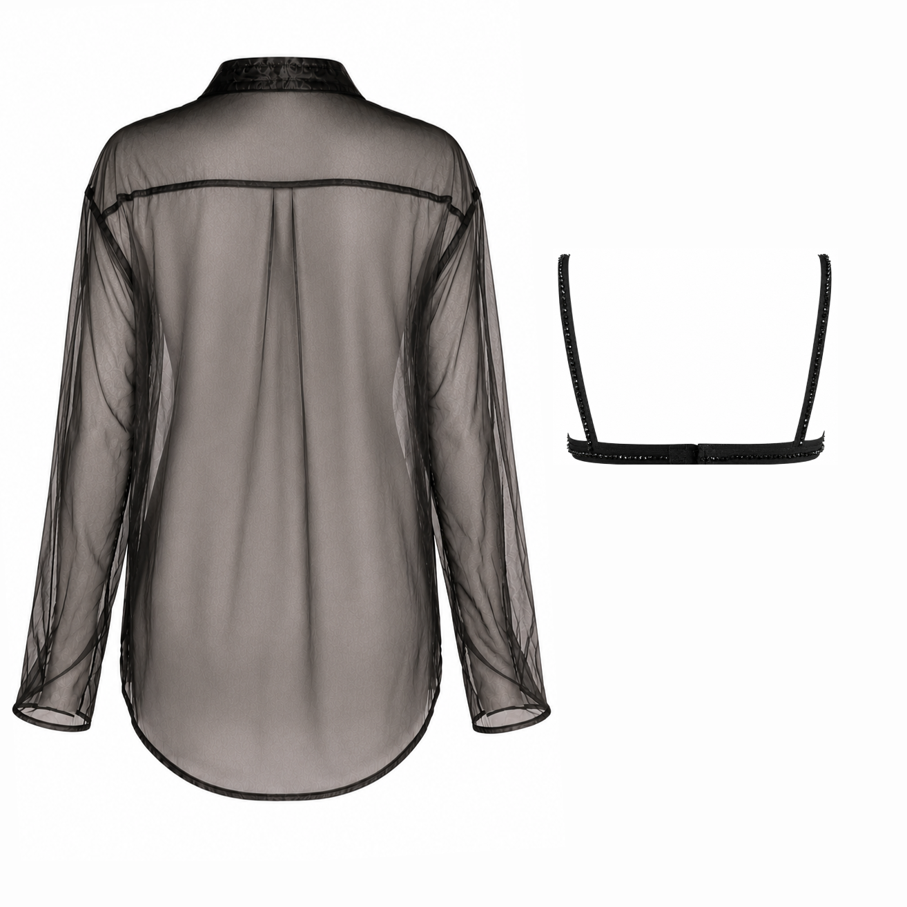 Bralette Studded Top and Organza Shirt