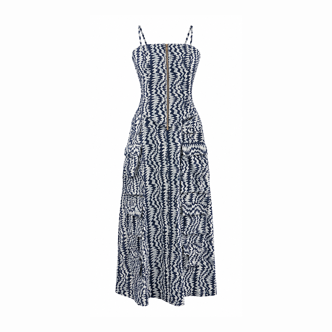 Denim Print Corset and Utility Skirt