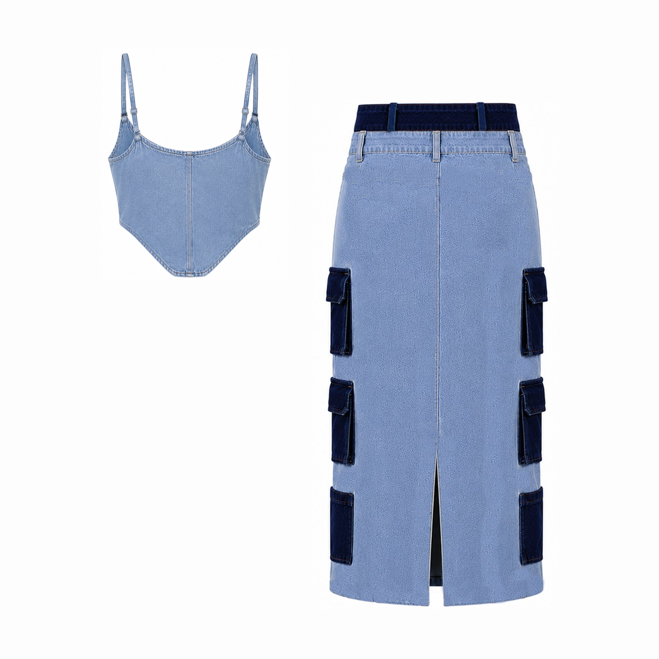 Denim Utility Skirt and Corset