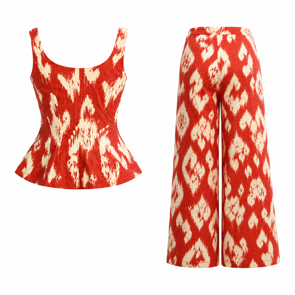 Ikkat Heart Printed Linen Set