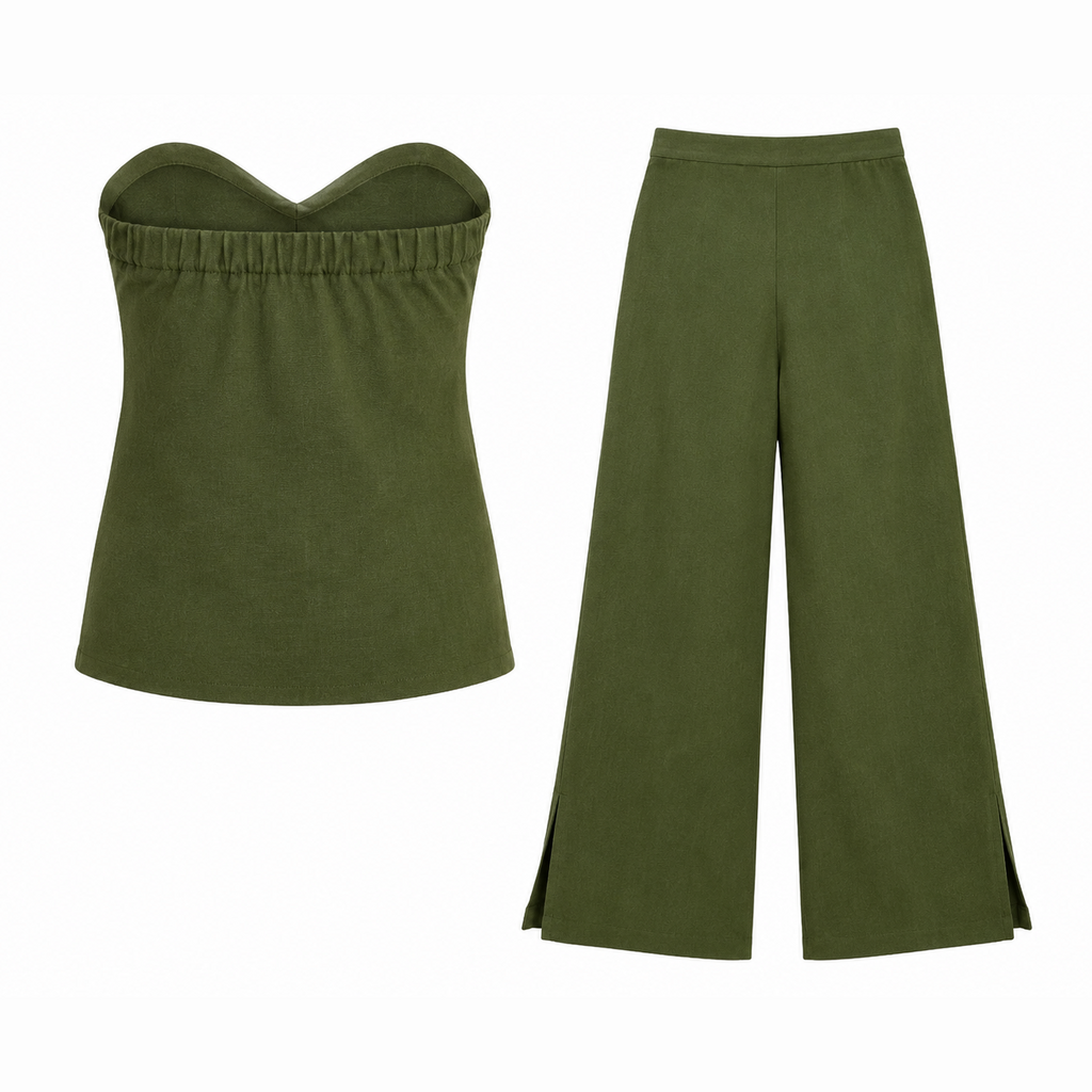 Muted Olive Bustier top and Pants Set
