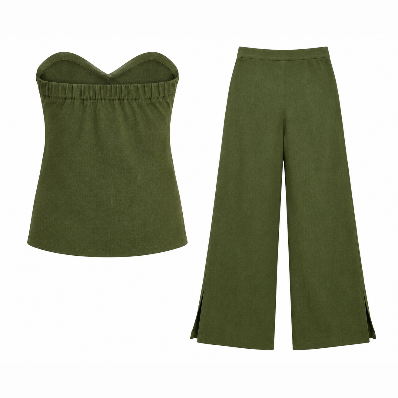 Muted Olive Bustier top and Pants Set