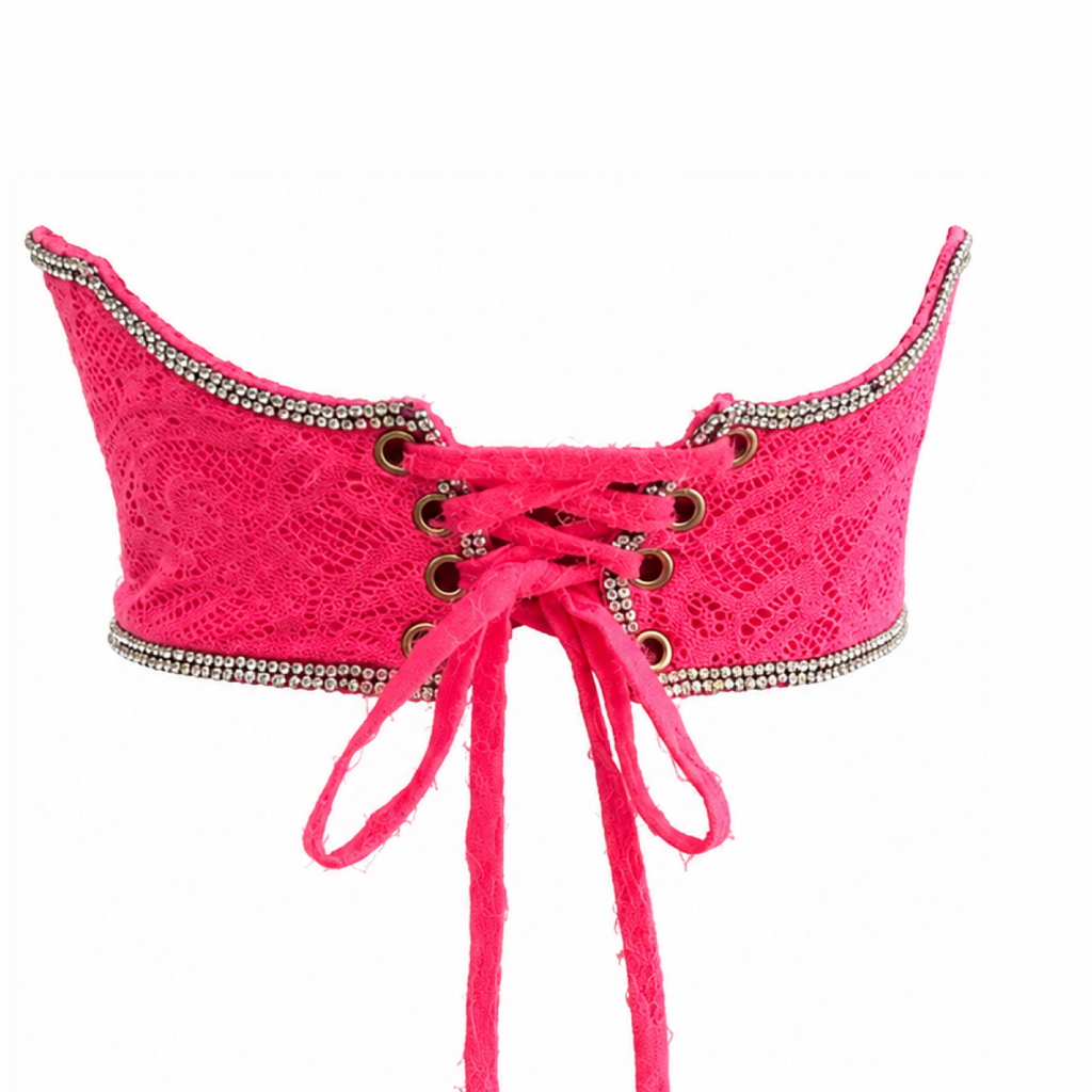Neon pink Swarovski Corset belt