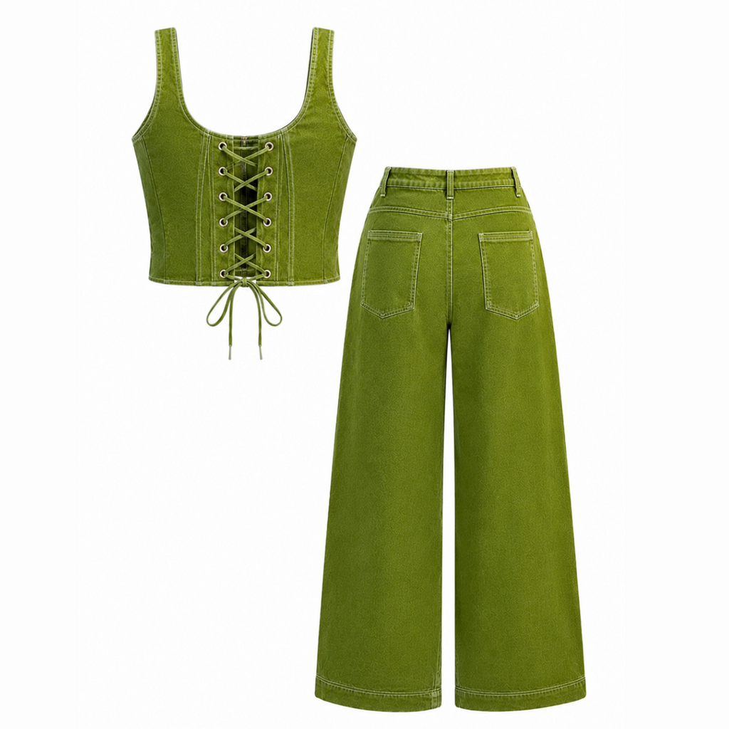 Olive Pullover Drawstring and Pants Set