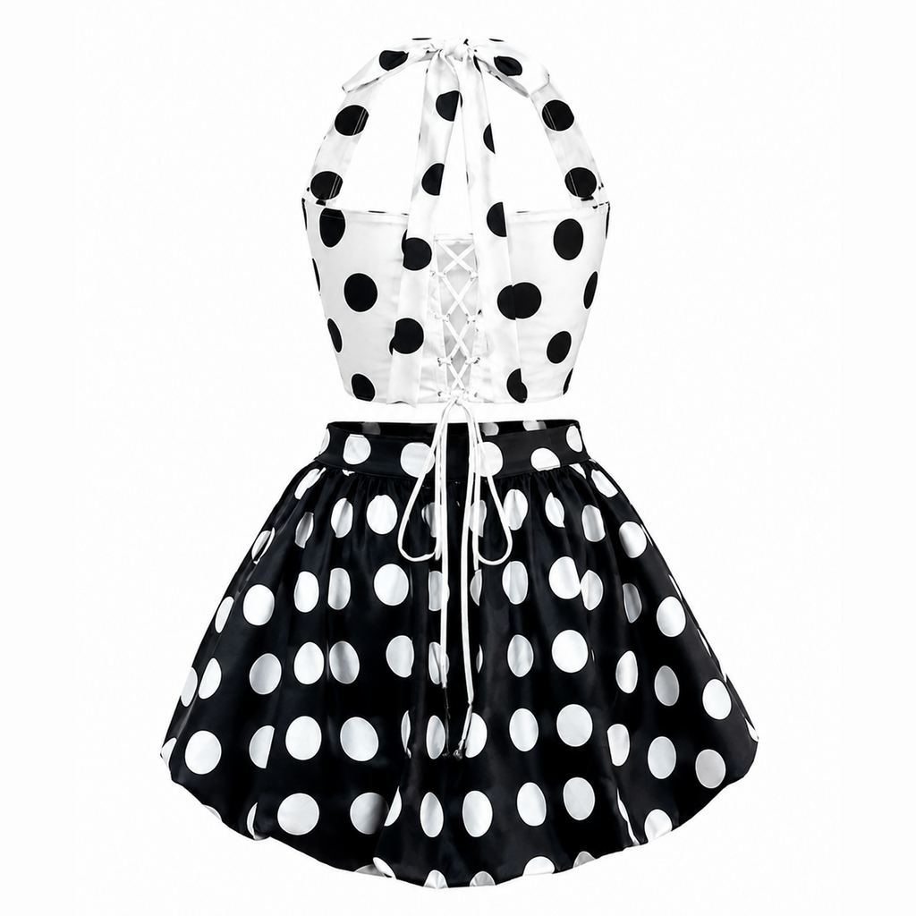 Polka Dot Haulter Corset with Balloon Skirt