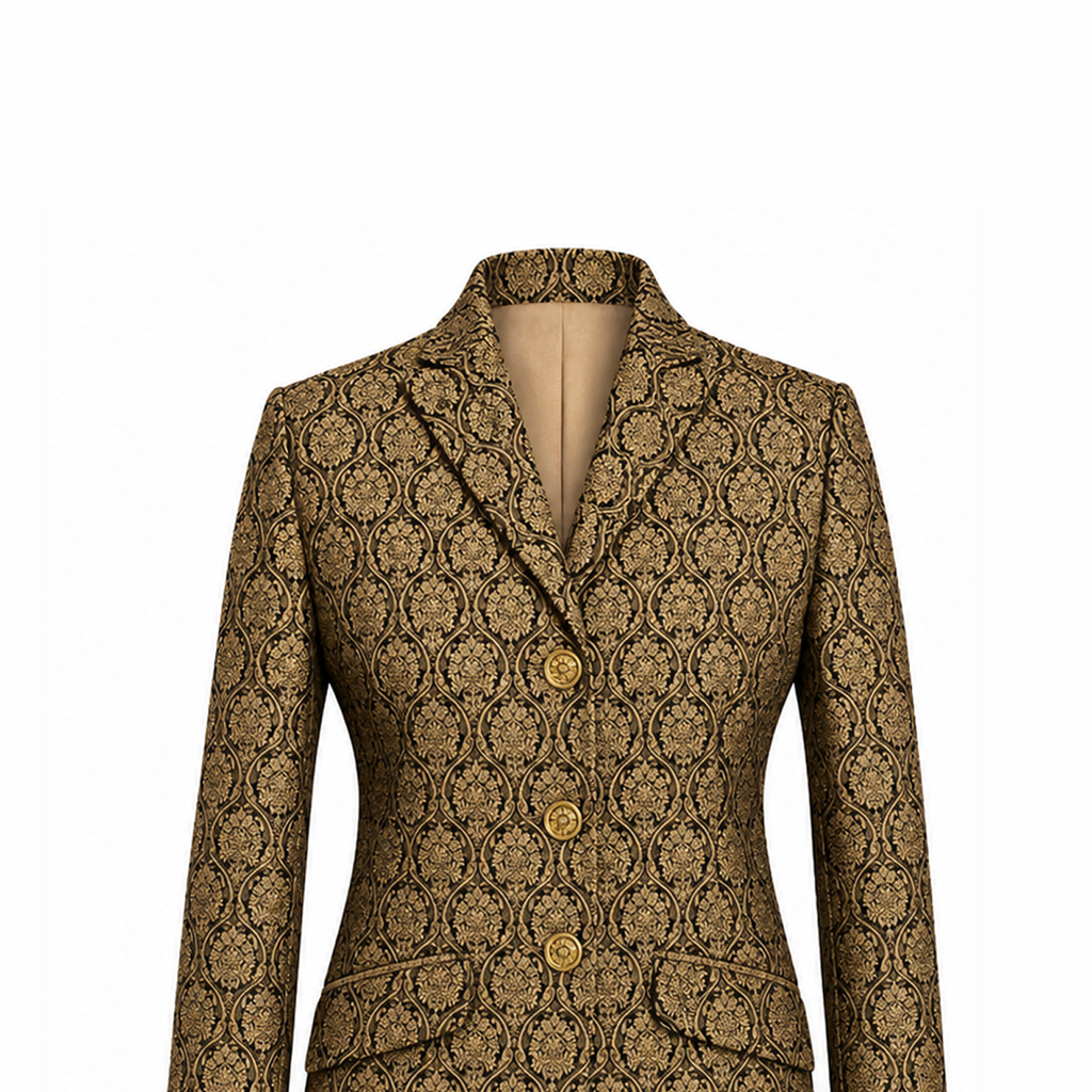 Brocade Golden Embossed Pants and Blazer Set