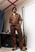 Brown pure linen summer co-ord set