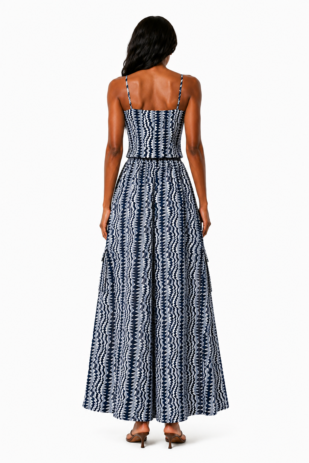 Denim Print Corset and Utility Skirt