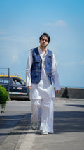 Denim Utility and White Kurta Set