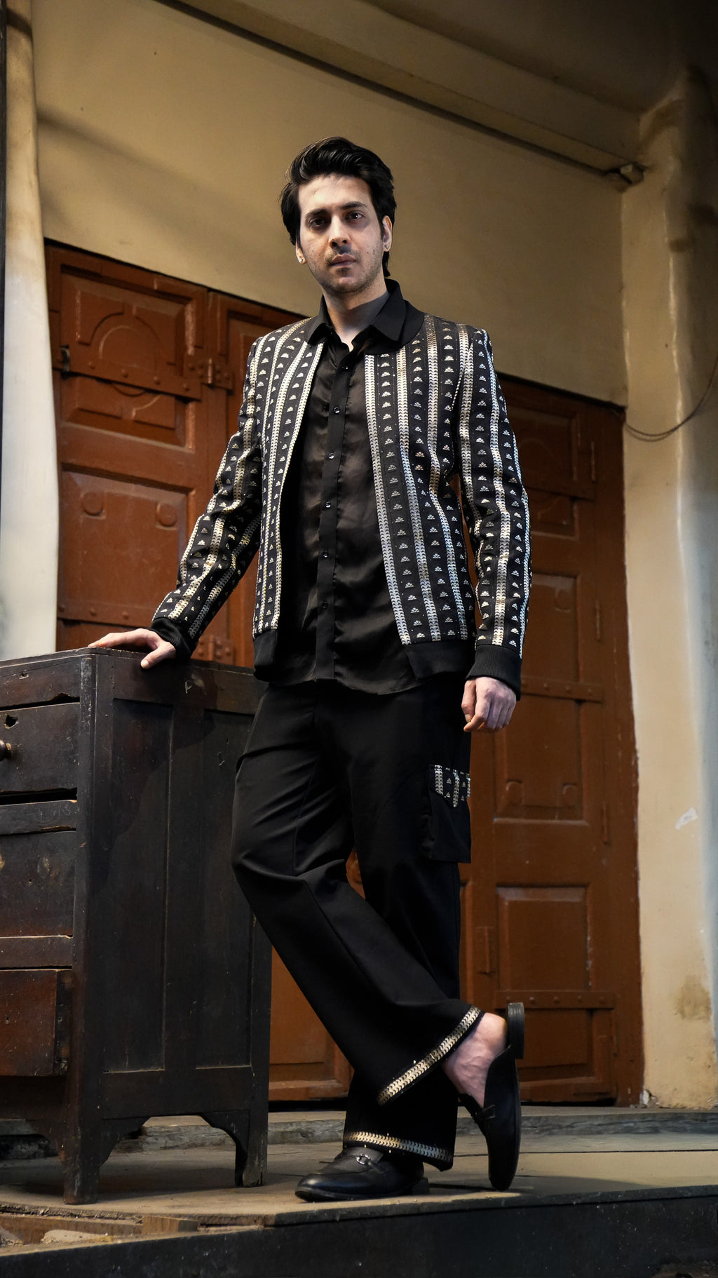 Black and Gold Brocade Set