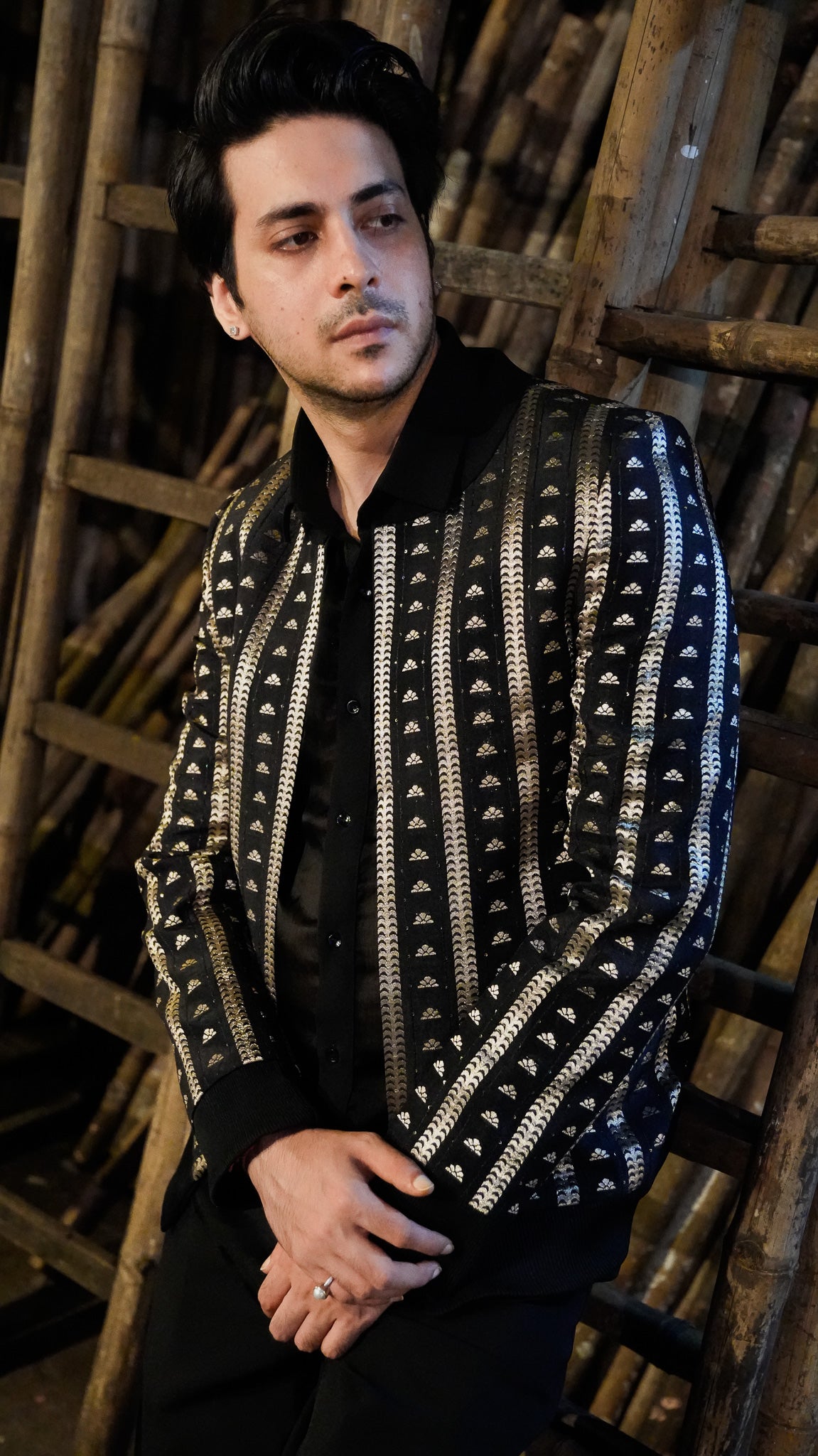Black and Gold Brocade Set