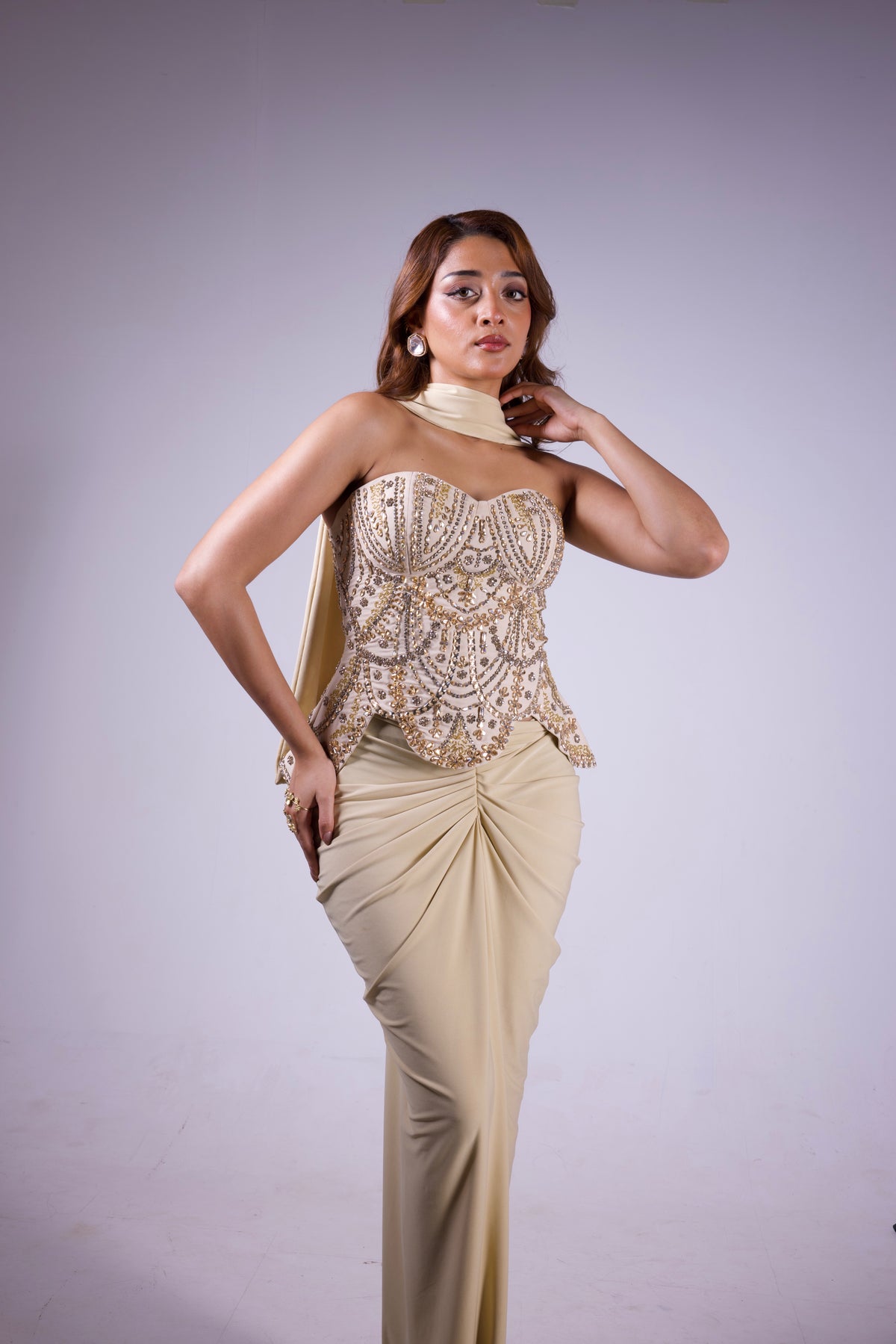 Swarovski Beige Embroidered Corset