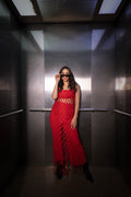 Red Knit See-Through Co-ord