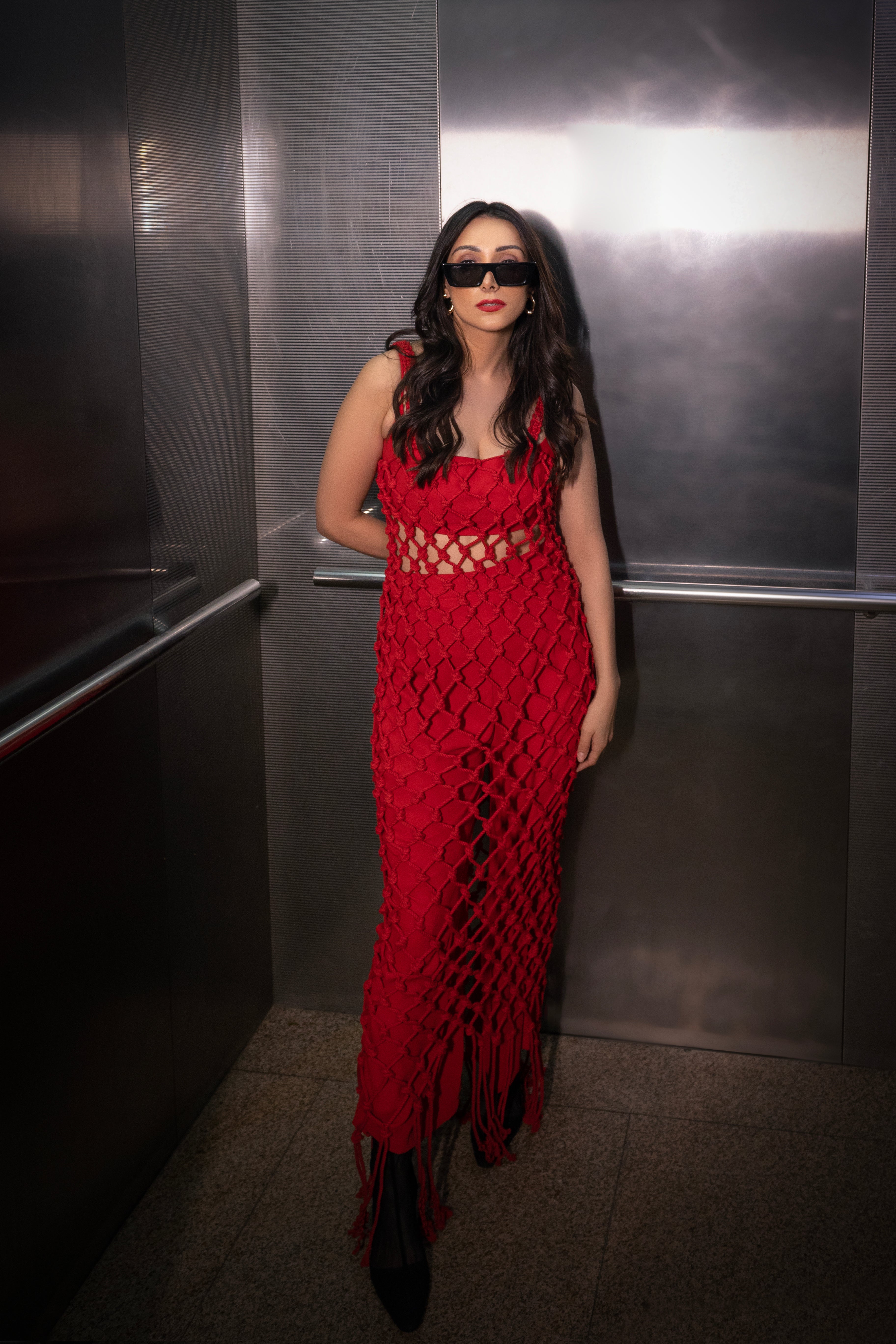 Red Knit See-Through Co-ord
