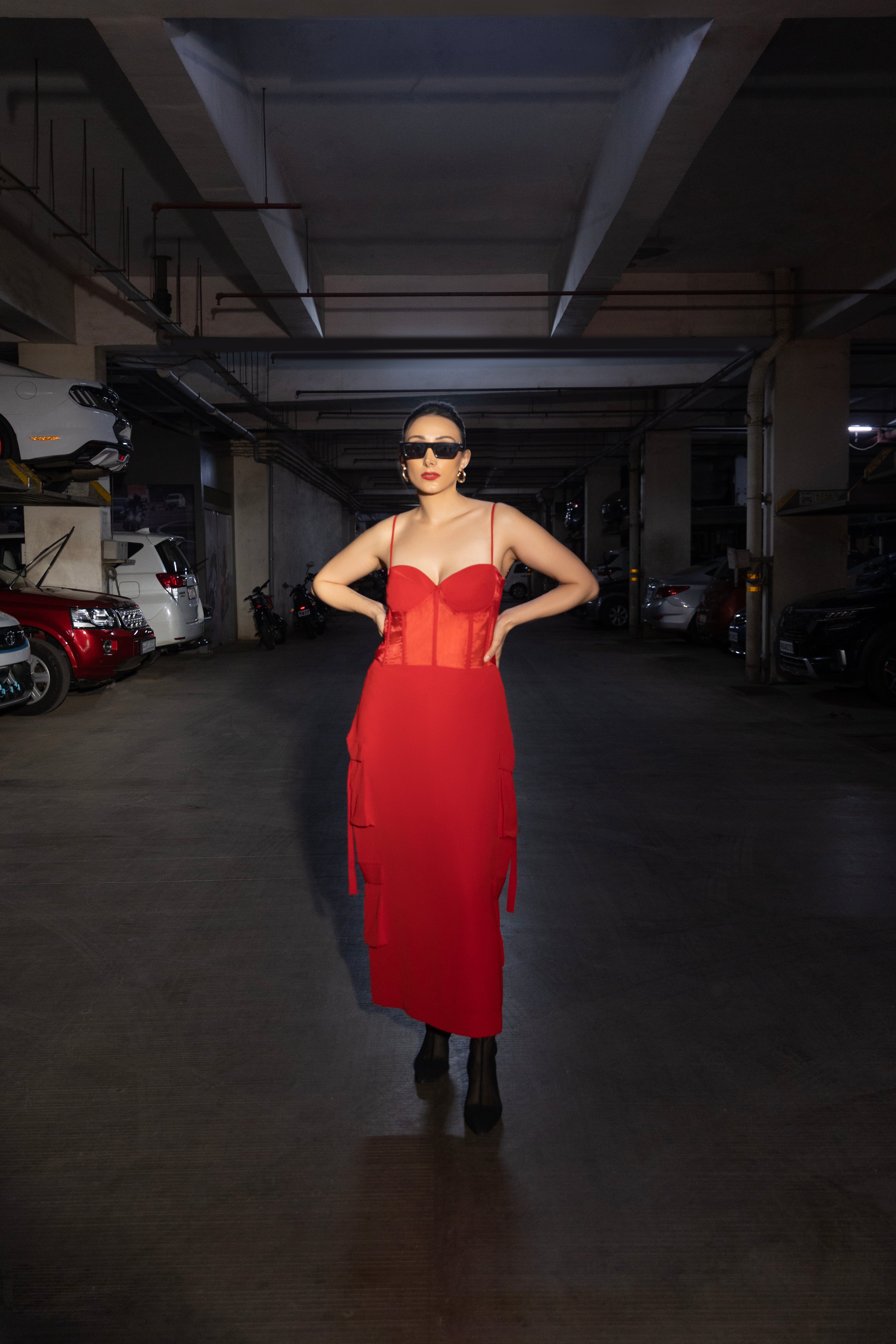 Red Cargo Corset Dress