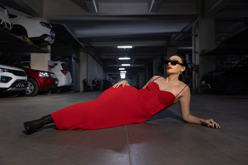 Red Cargo Corset Dress