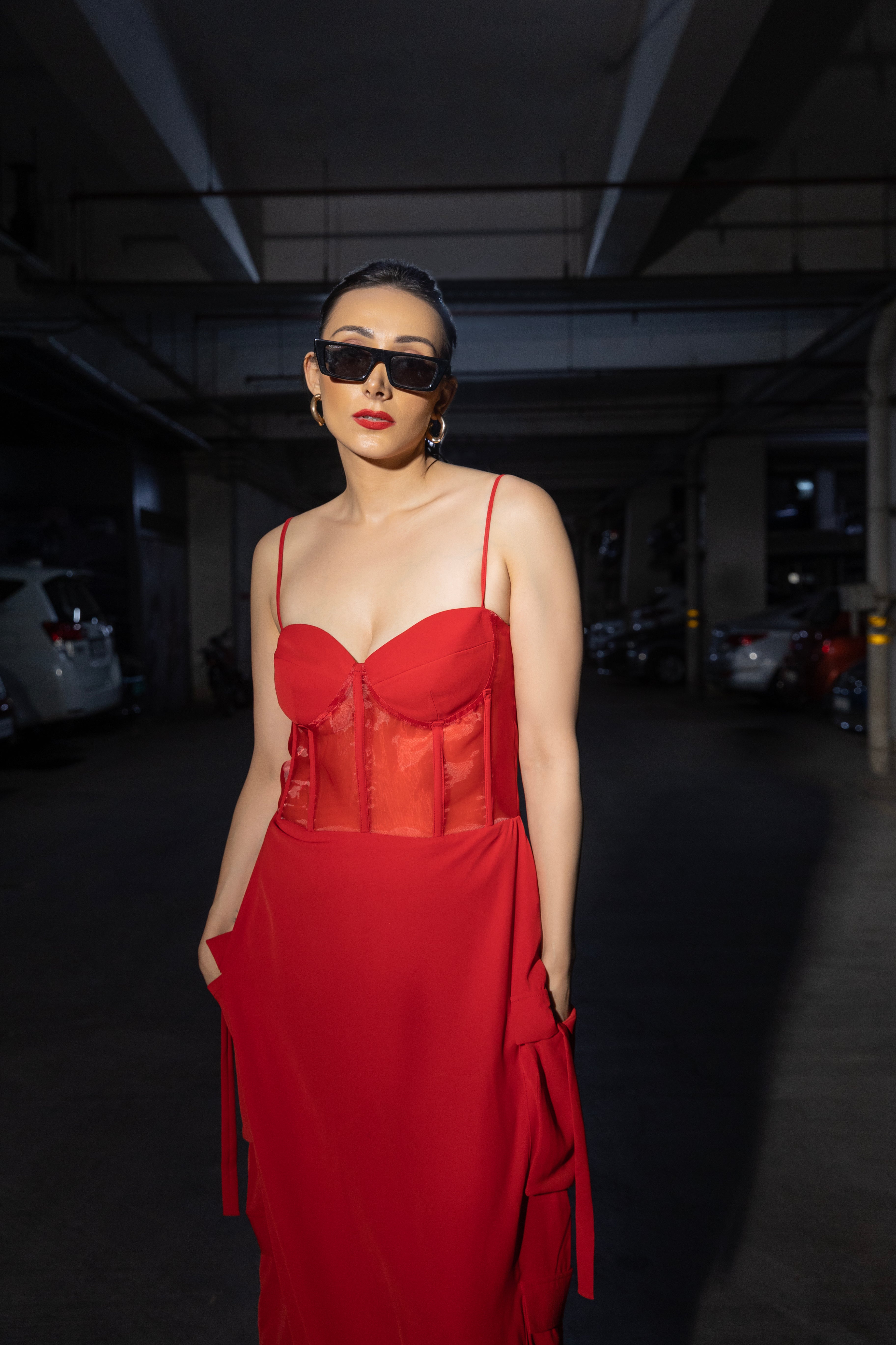 Red Cargo Corset Dress