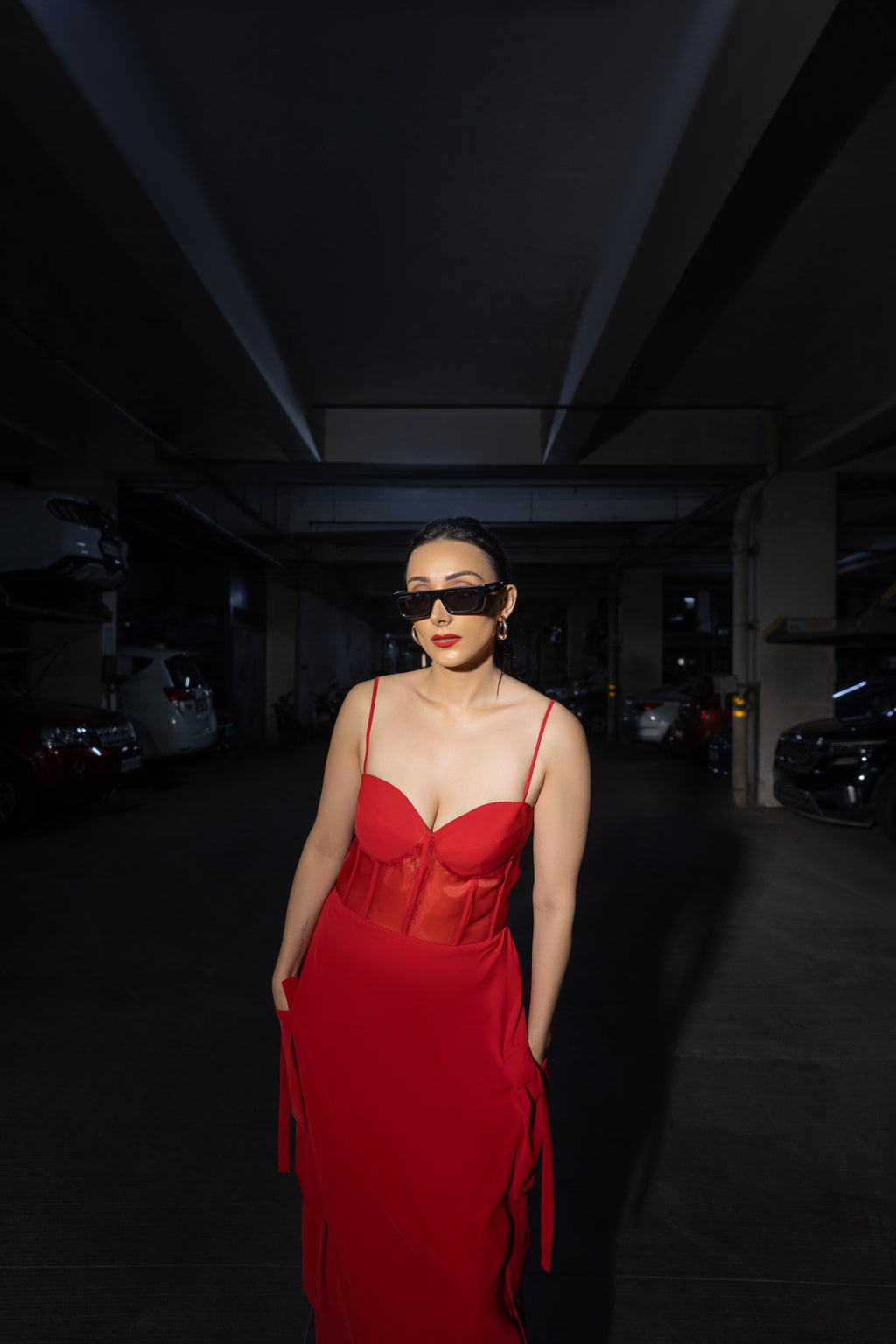 Red Cargo Corset Dress
