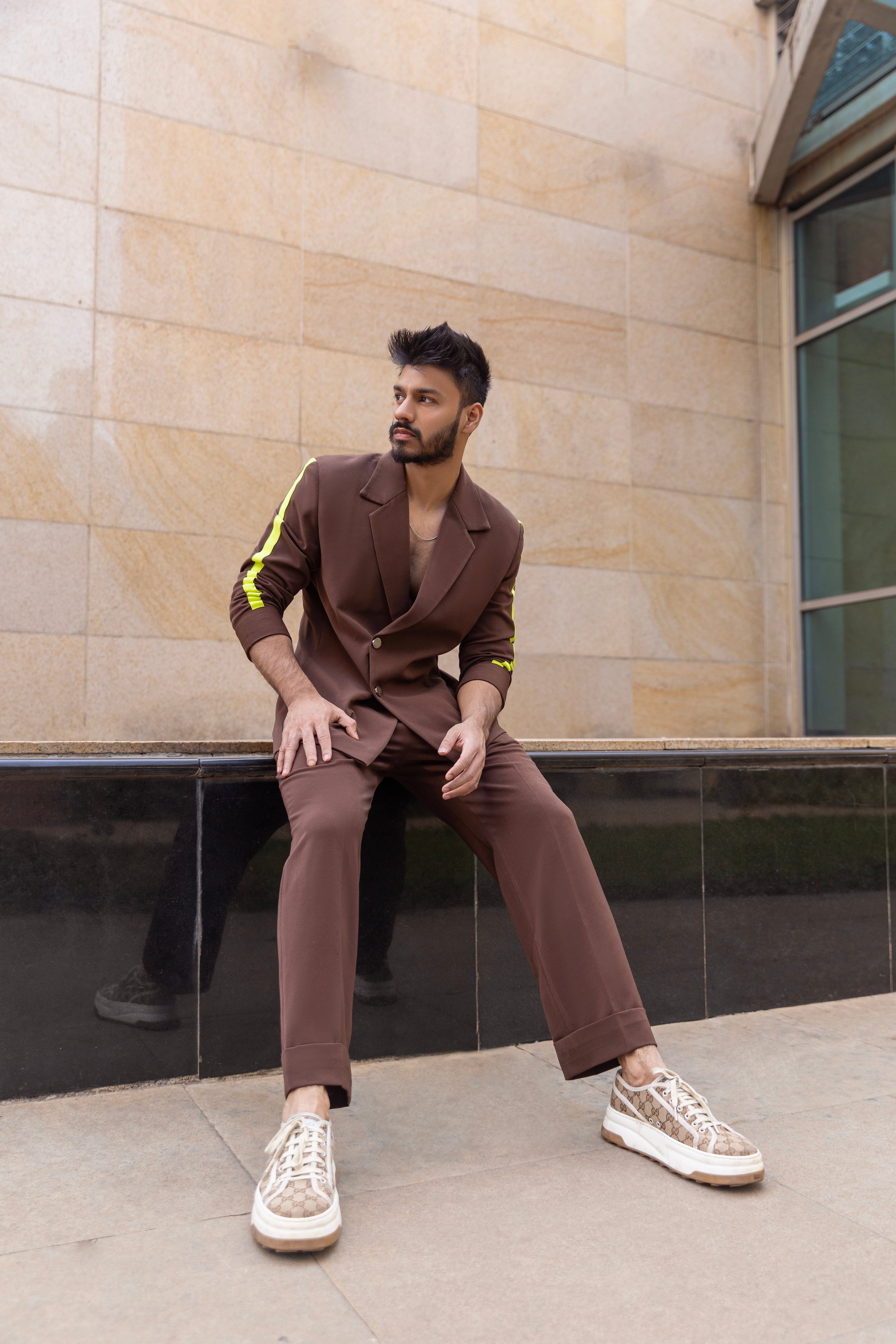 Brown & Neon Blazer Co-ord