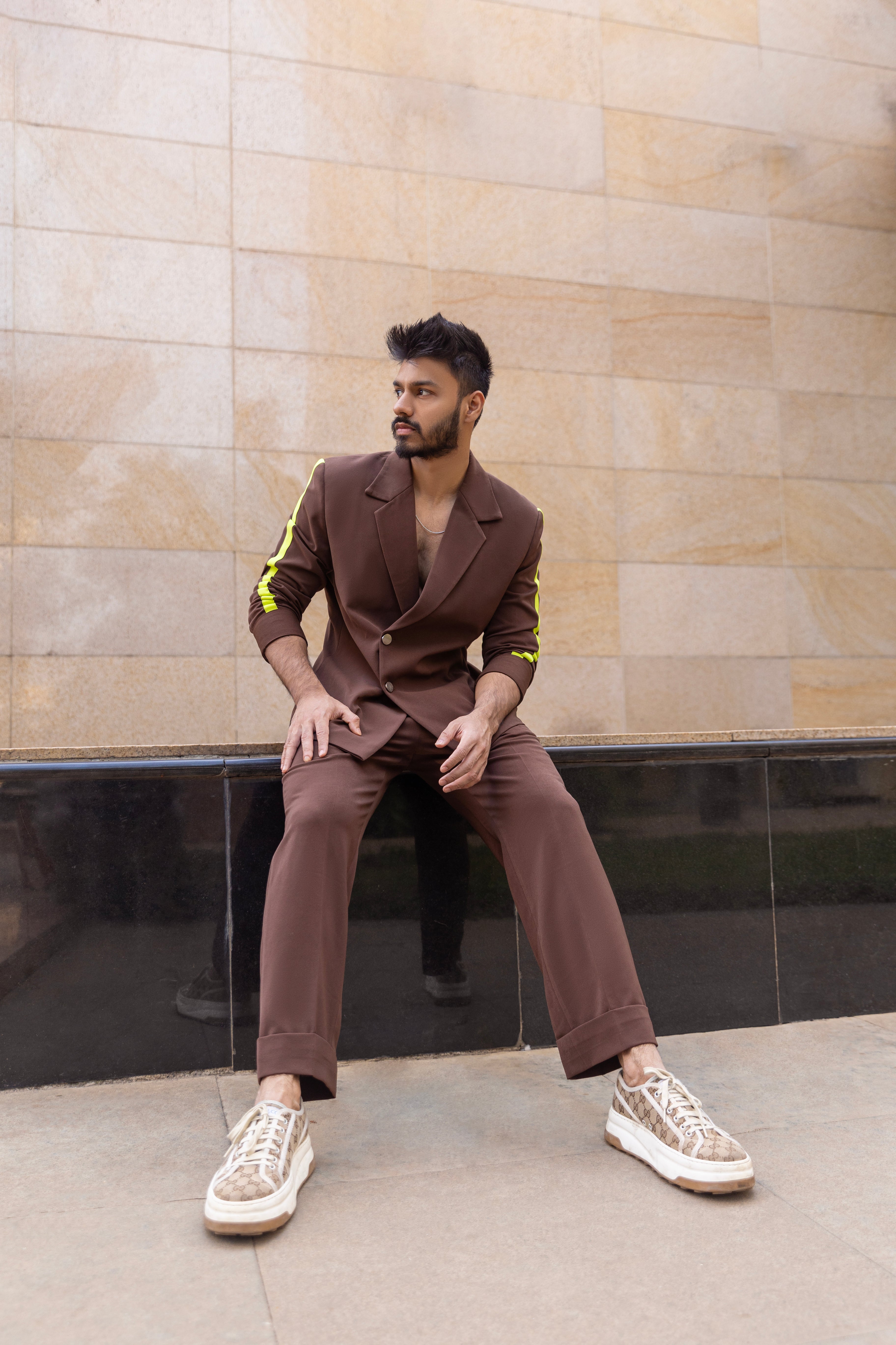 Brown & Neon Blazer Co-ord