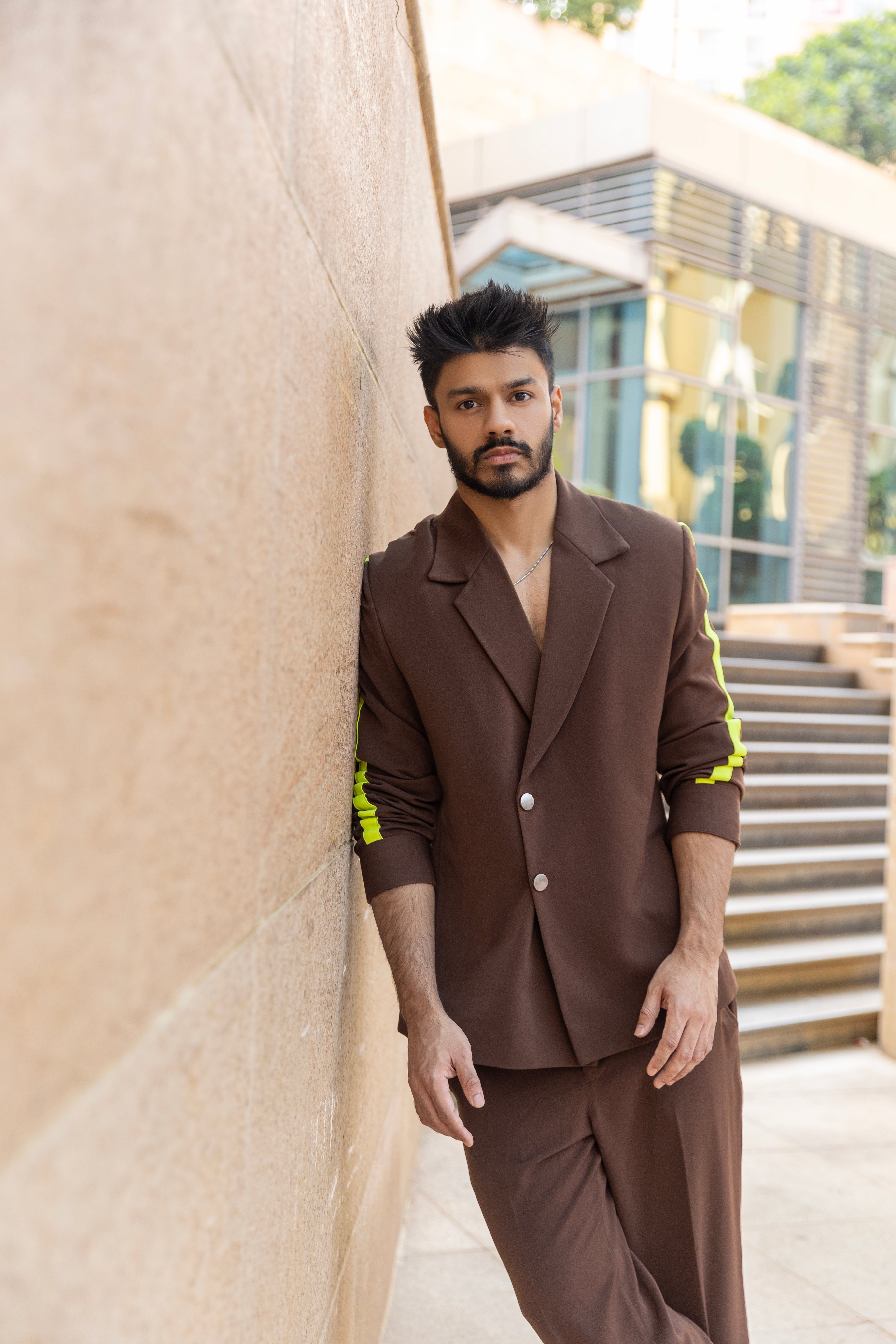Brown & Neon Blazer Co-ord