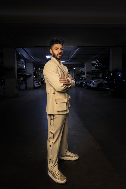 Beige Blazer Co-ord with Pockets
